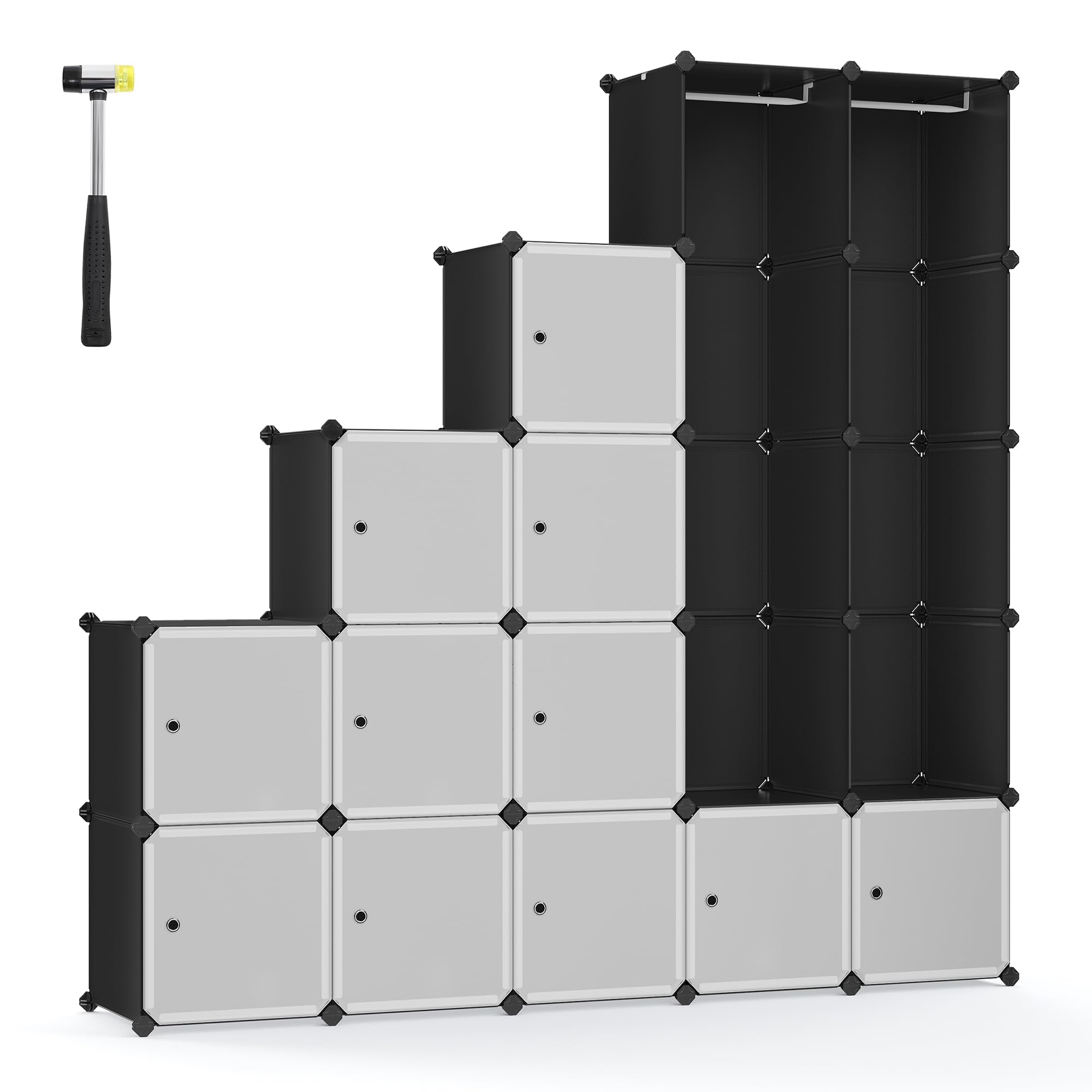 songmics-kleiderschrank-steckregal-lpc30h-143-x-178-x-36-cm-schwarz-mit-2-kleide image 8