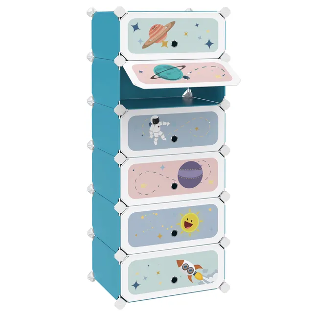 songmics-lpc904q01-kinderschuhregal-6-f-cher-weltraum-blau-43x31x105-cm image 1