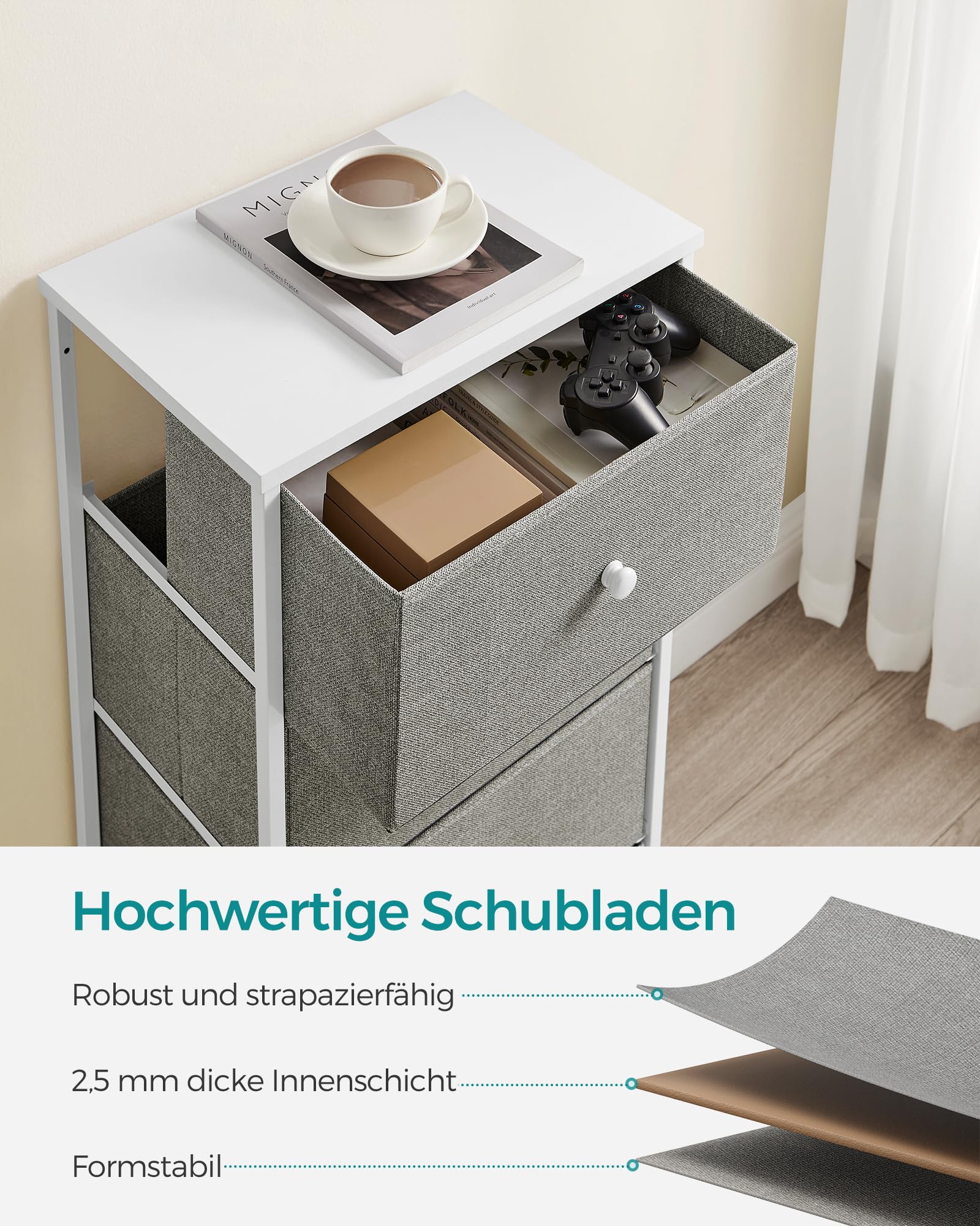 songmics-kommode-lts314l10-4-stoff-schubladen-metallrahmen-hoch-und-schmal-taube image 6
