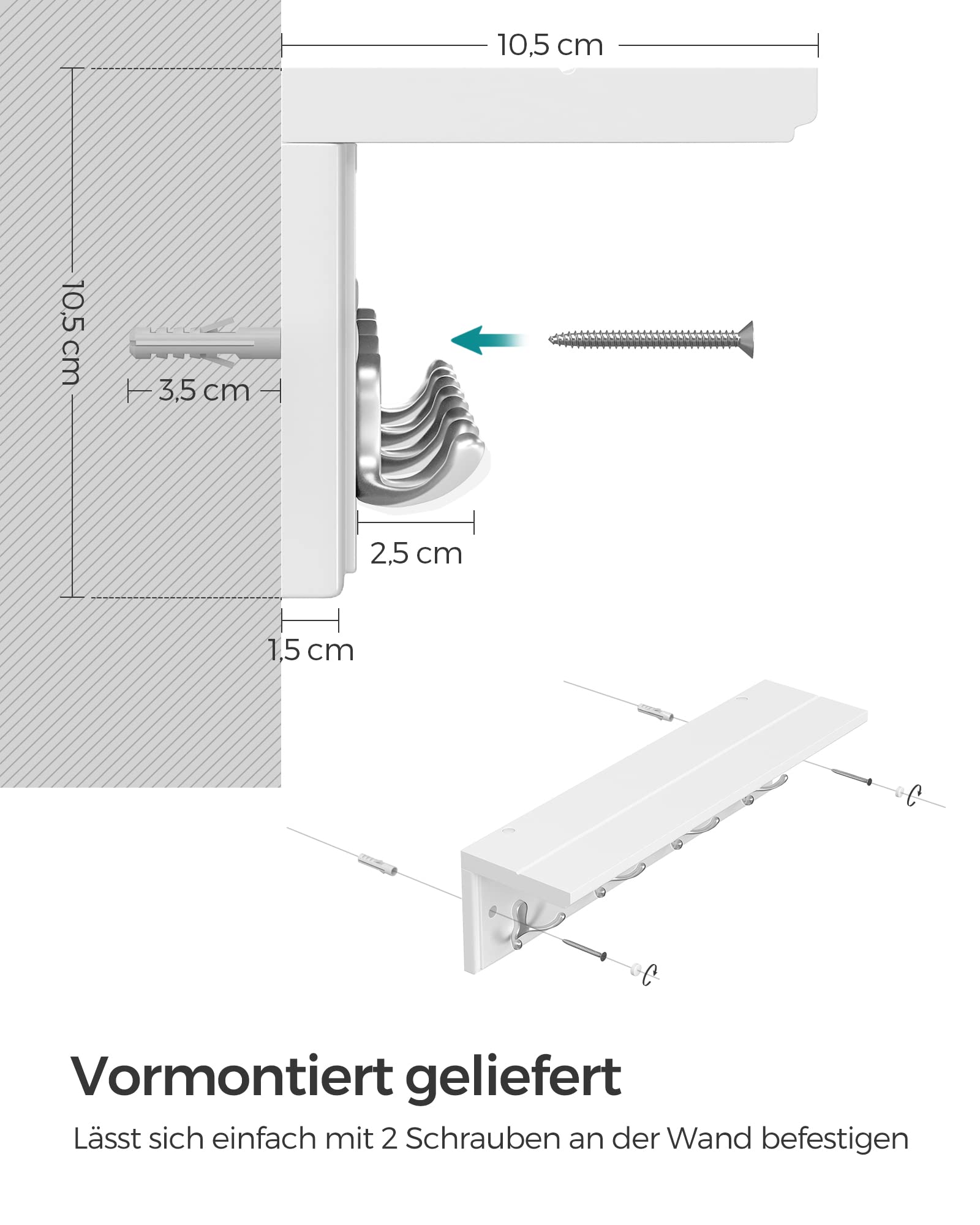 songmics-wandgarderobe-lhr42wt-garderobenleiste-wei-4-doppelhaken image 3