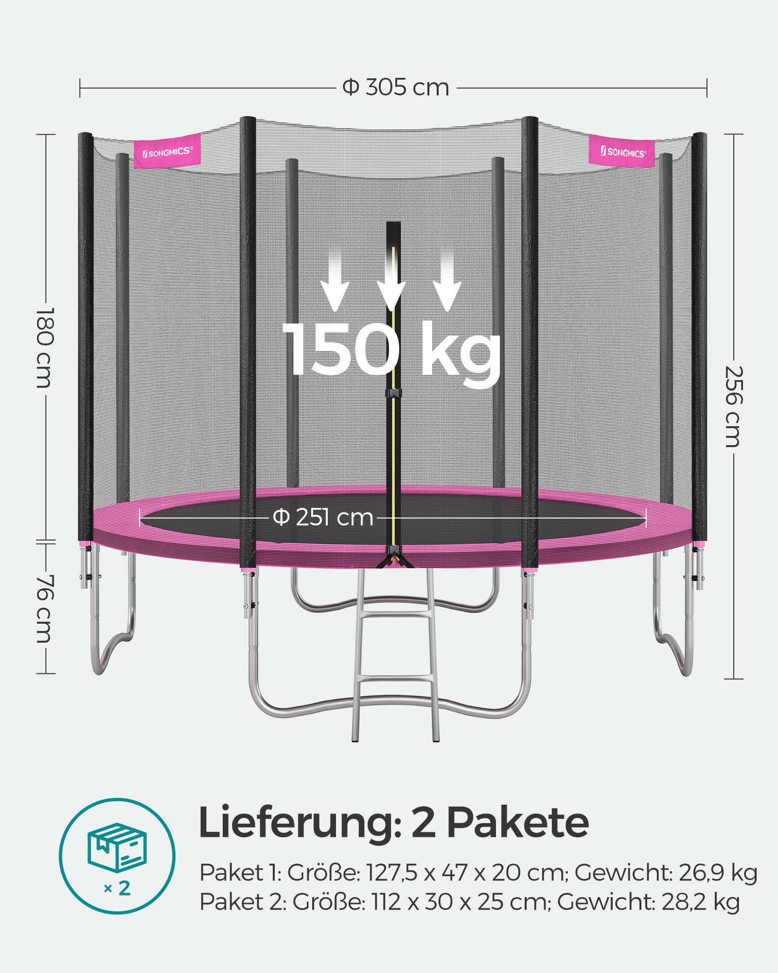 songmics-trampolin-outdoor-rund-305-cm-mit-netz-leiter-schwarz image 7