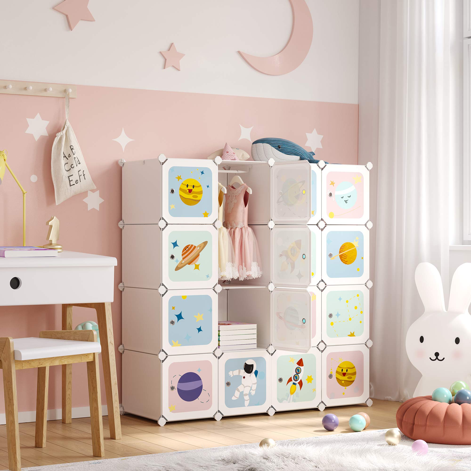 songmics-kleiderschrank-lpc905w01-diy-aufbewahrungsschrank-mit-16-w-rfeln-und-4- image 2