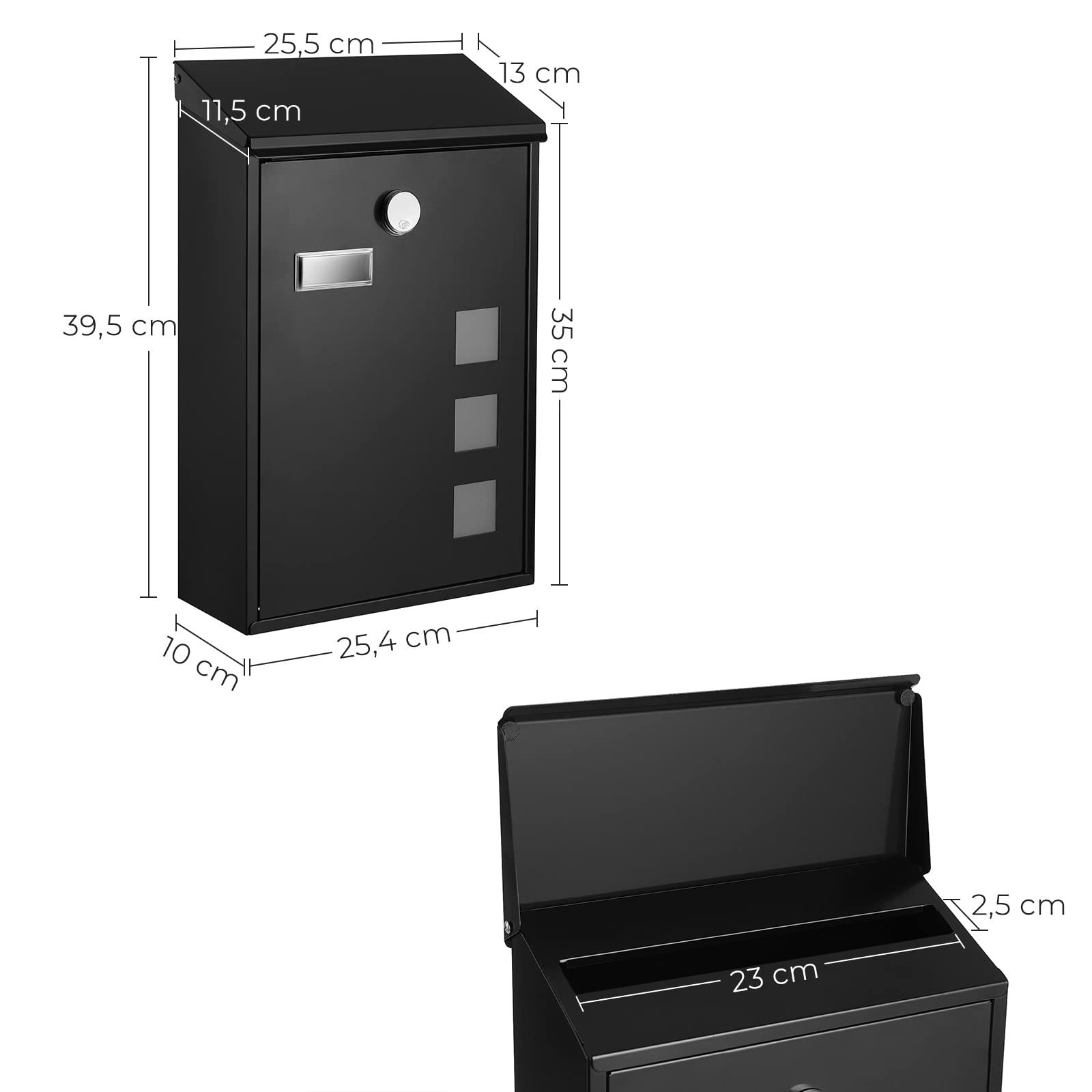 songmics-wandbriefkasten-gmb031b02-schwarz-mit-schloss image 7