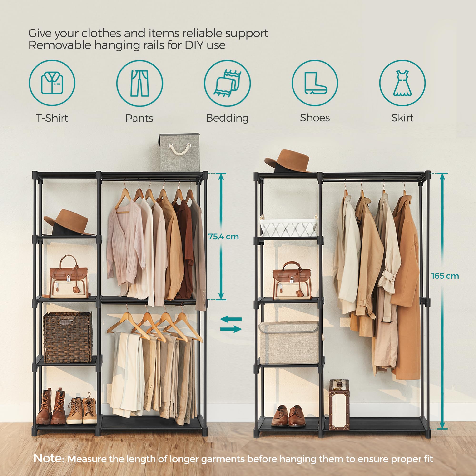 songmics-kleiderschrank-ryg24bk-schwarz-offen-kleiderst-nder-112-x-43-x-165-cm image 3
