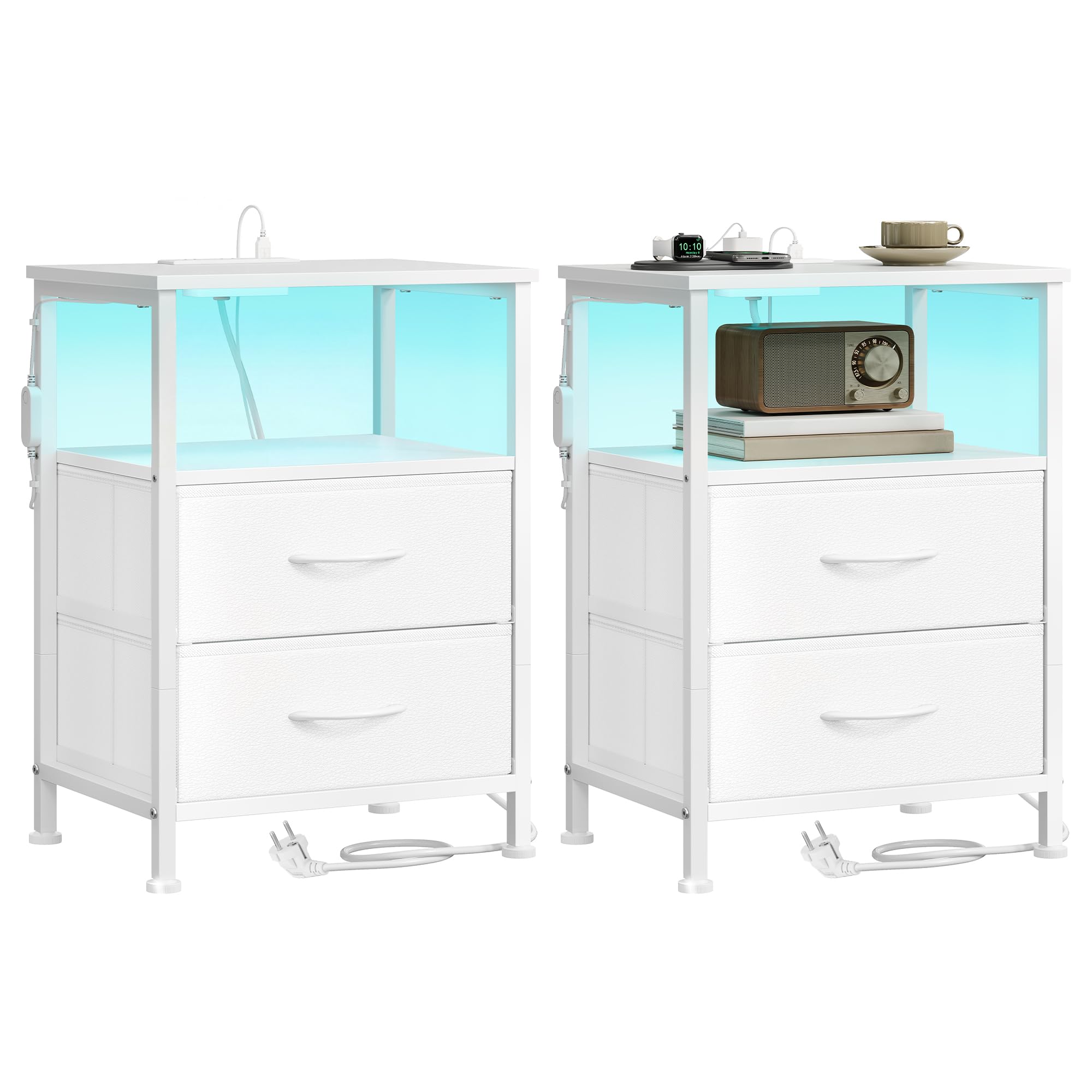 songmics-nachttisch-mit-steckdose-und-led-vintagebraun-schwarz image 3