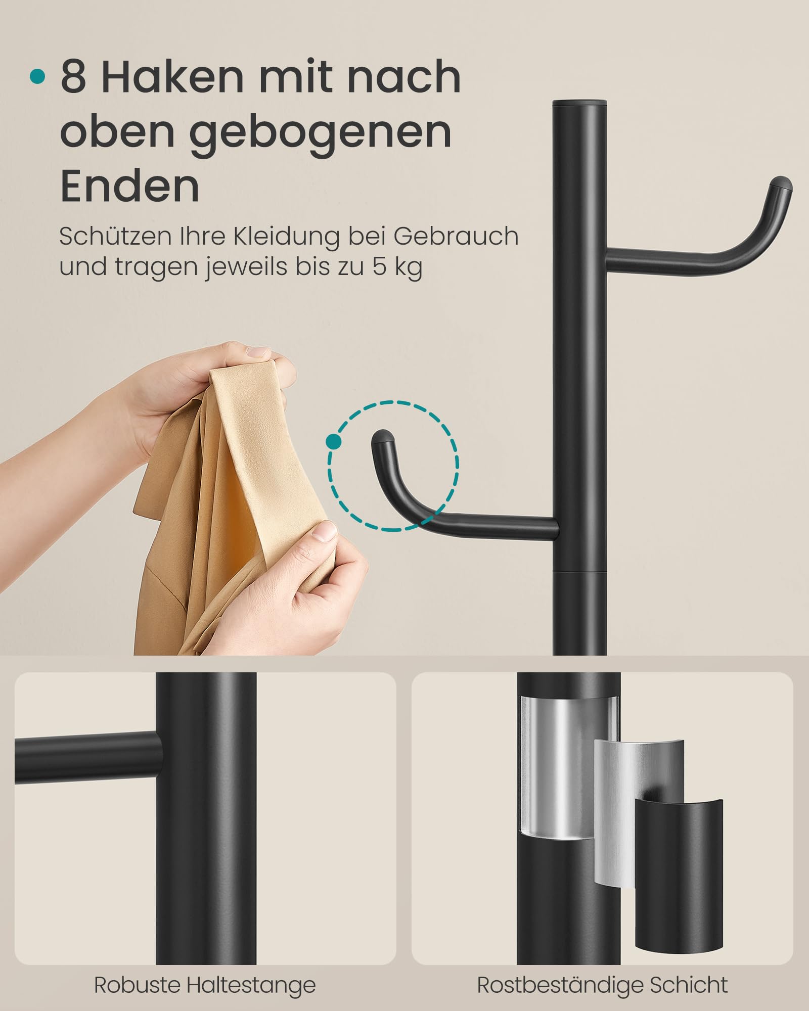 songmics-garderobe-in-kaktus-form-175-3-cm-mit-8-haken-schwarz image 4