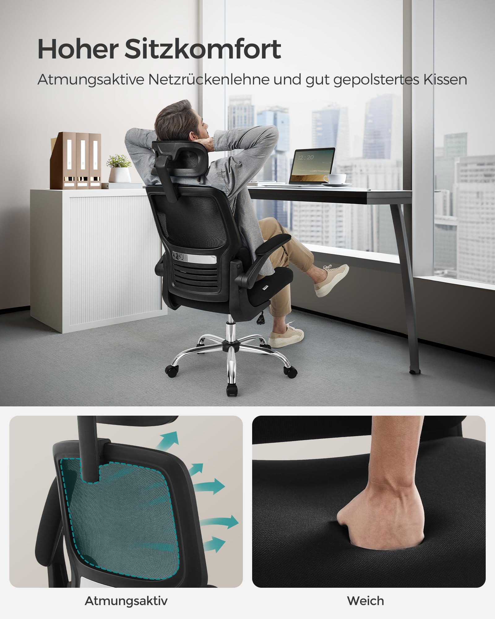 songmics-b-rostuhl-ergonomisch-obn040b01-netzstuhl-tintenschwarz-mit-kopfst-tze image 5
