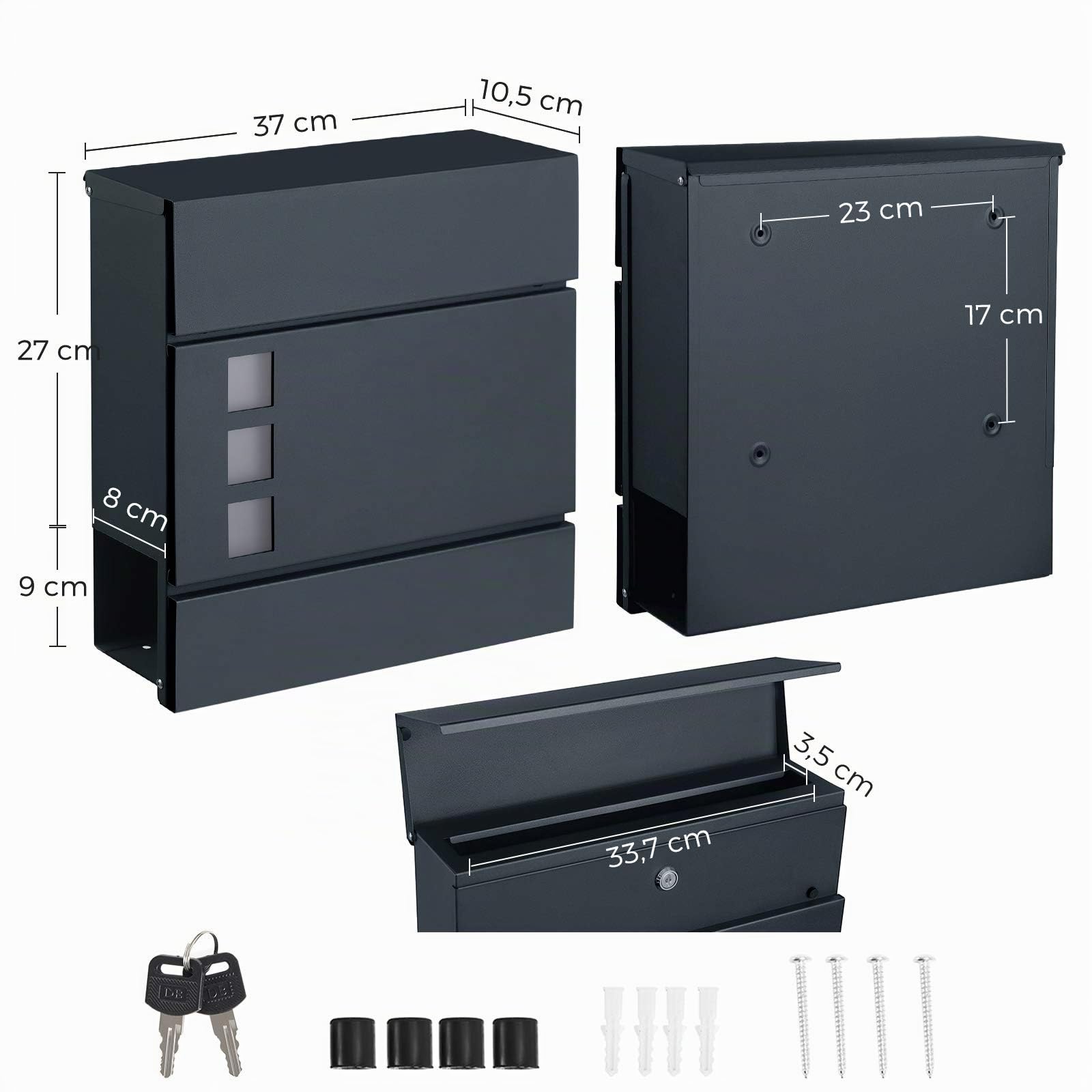 songmics-briefkasten-gmb052g01-xxl-mit-zeitungsfach-anthrazit image 6