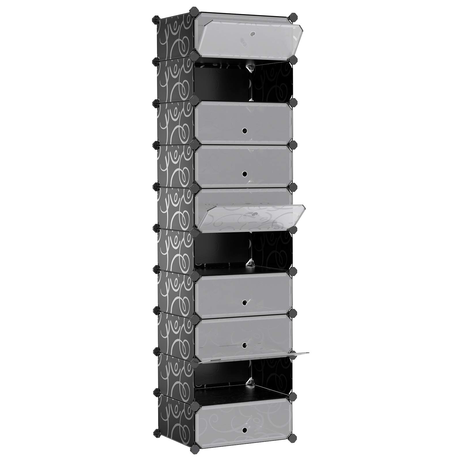 songmics-schuhschrank-lpc10h-10-ebenen-steckregal-48-x-36-x-105-cm-schwarz image 1