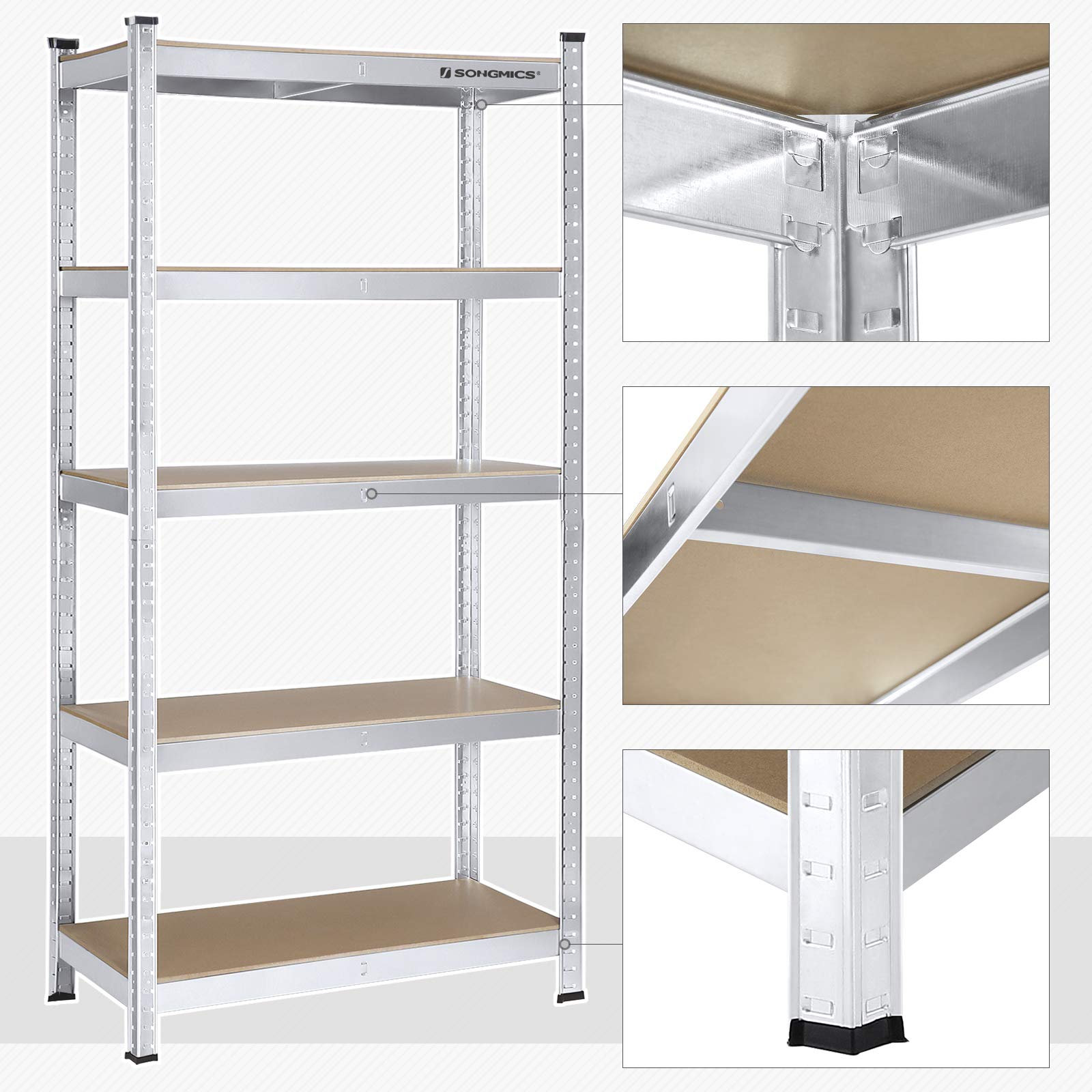 songmics-schwerlastregal-glr80sv-2er-set-40-x-90-x-180-cm-silber image 5