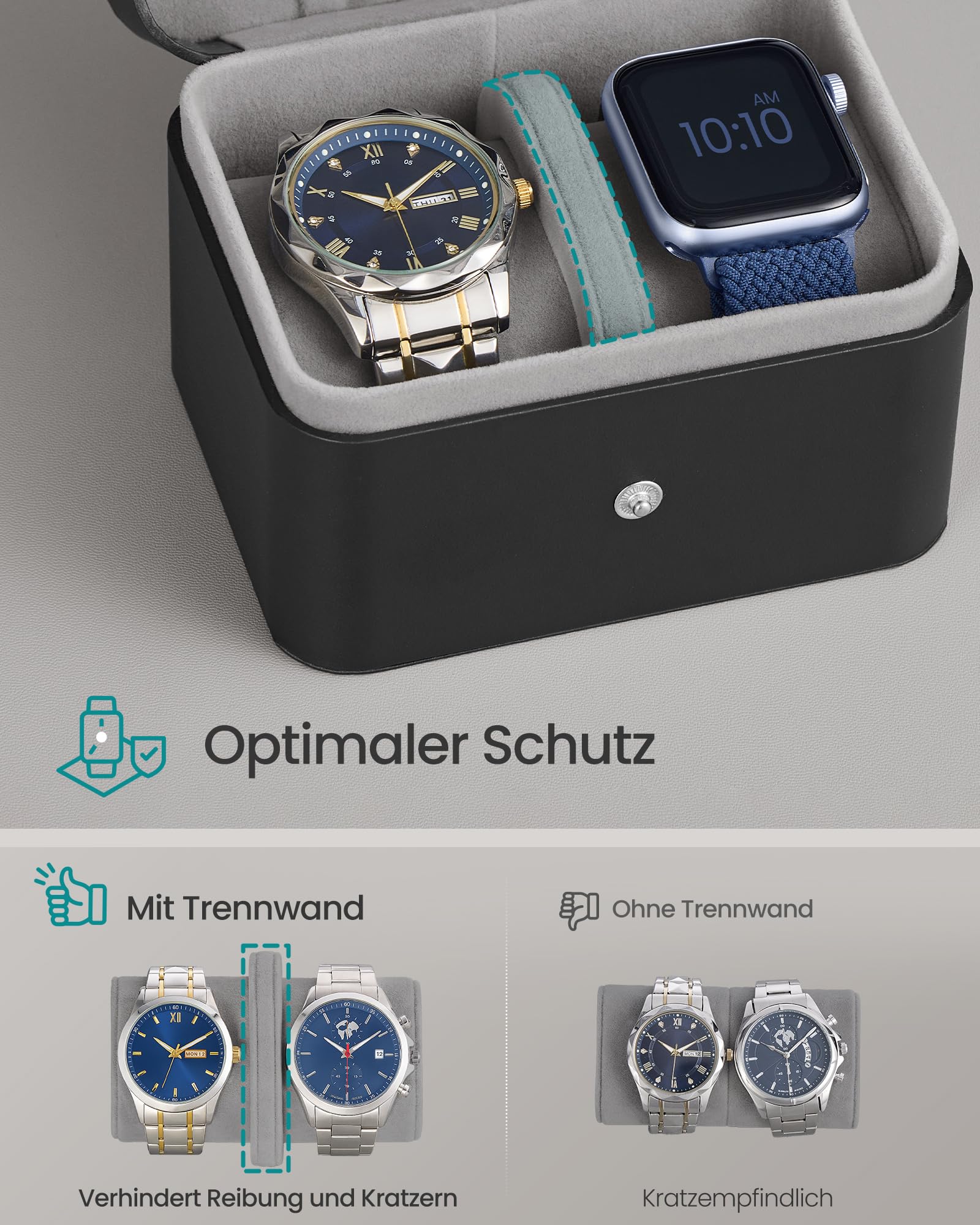songmics-uhrenbox-mit-2-f-chern-schwarz-taubengrau-jwb029gd01 image 3