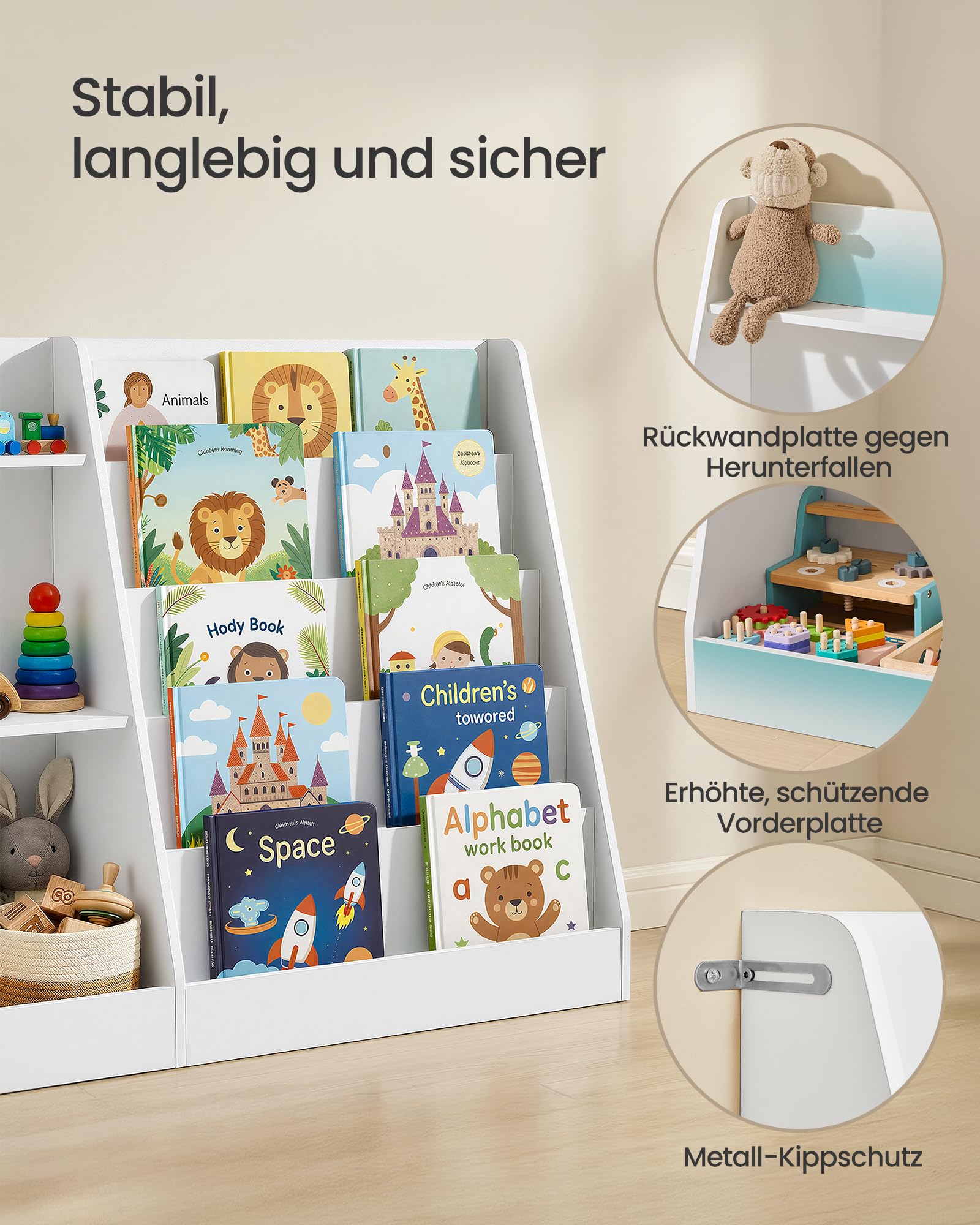 songmics-custos-kinder-b-cherregal-5-ebenen-103-6x30x80-cm-wei image 5