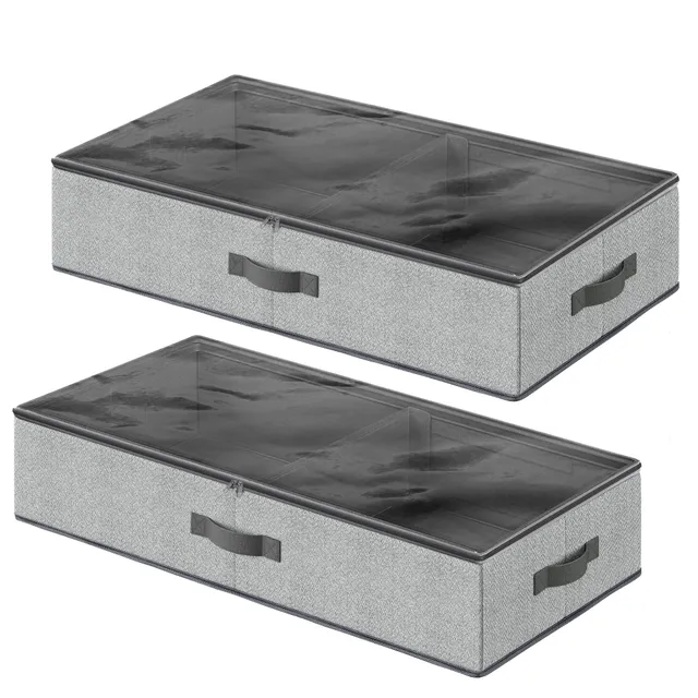 songmics-unterbett-aufbewahrungsbox-2er-set-faltbar-grau image 1