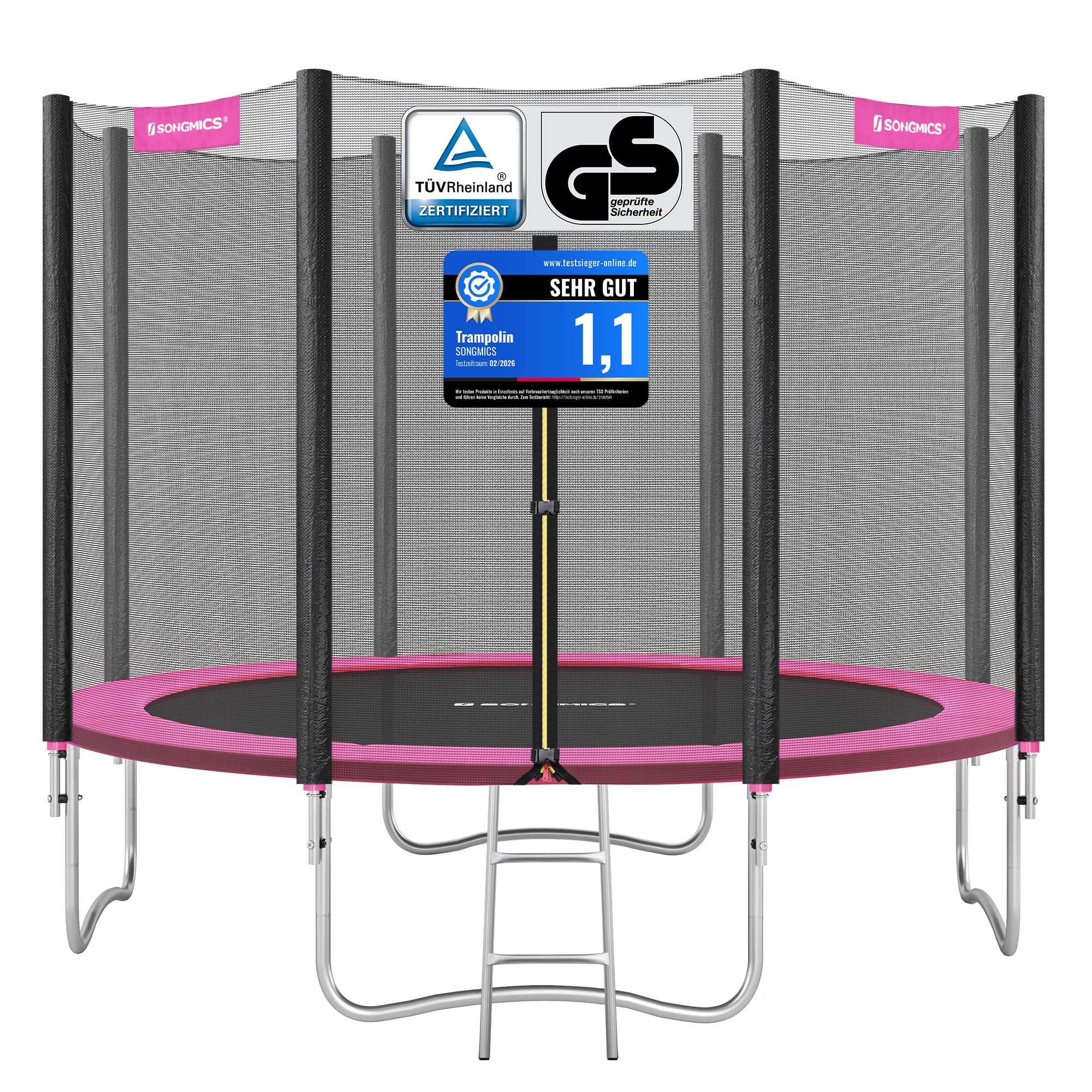 songmics-trampolin-outdoor-rund-305-cm-mit-netz-leiter-schwarz image 1