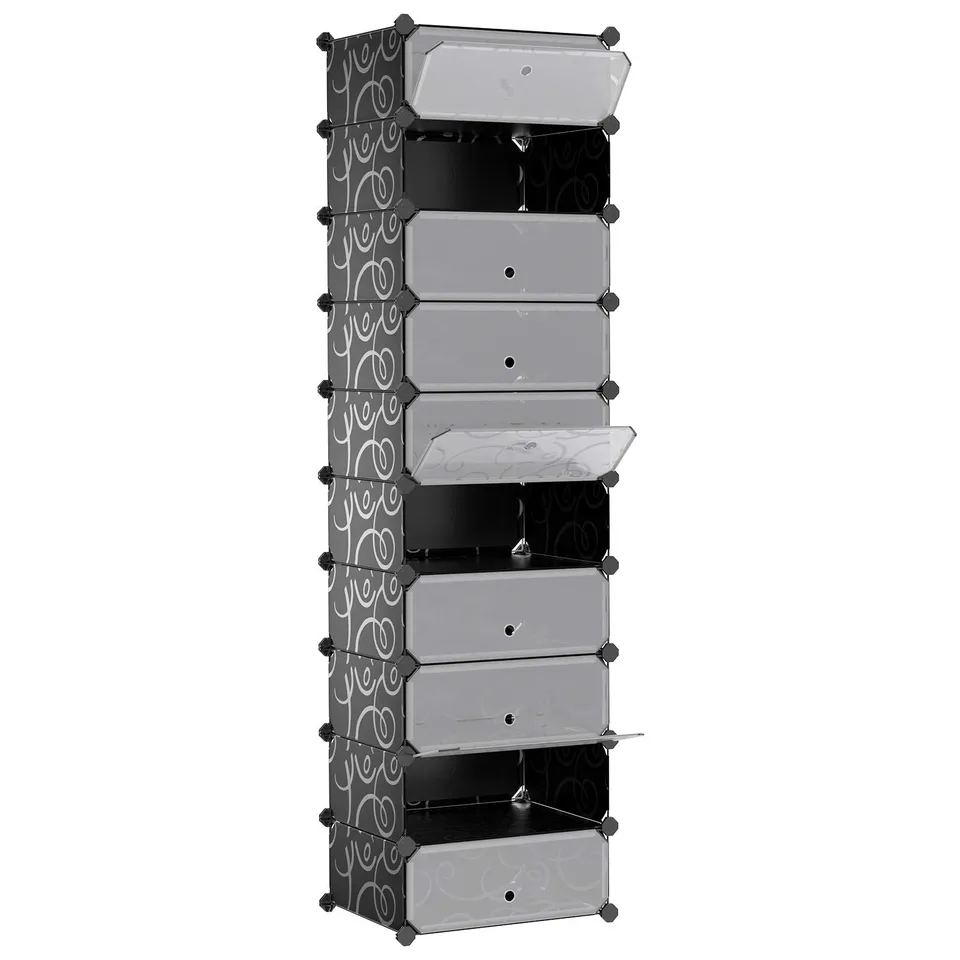 songmics-schuhschrank-lpc10h-10-ebenen-steckregal-48-x-36-x-105-cm-schwarz image 1