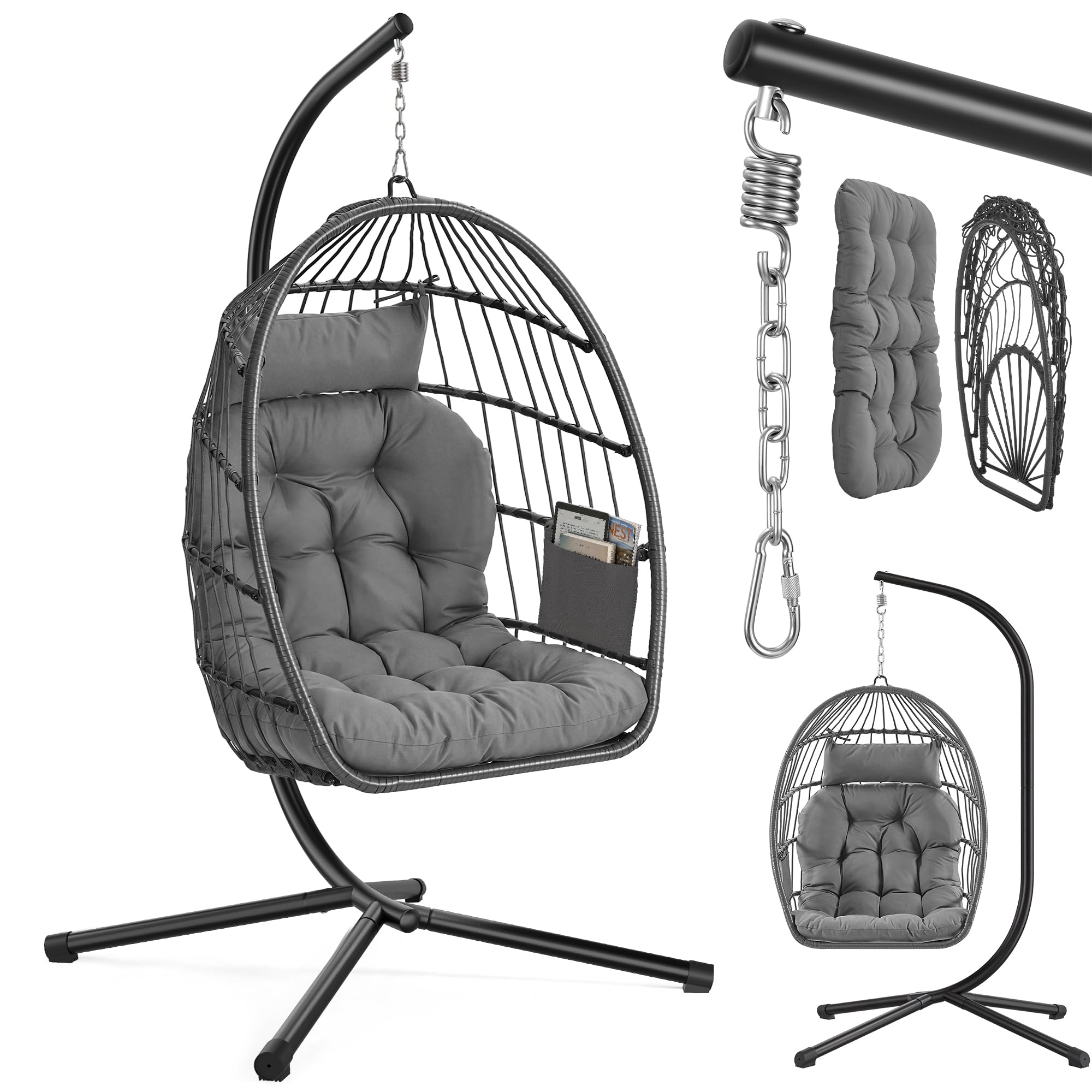 songmics-h-ngesessel-gdc050wz01-mit-gestell-und-kissen-h-henverstellbar-wei image 8