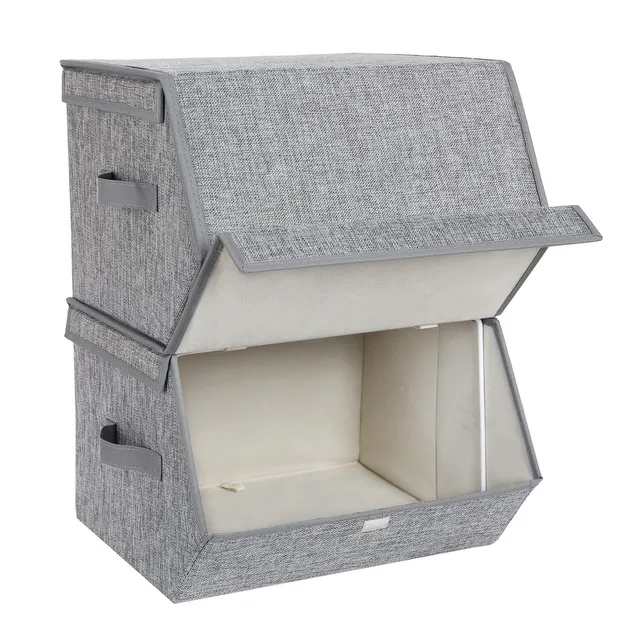 songmics-aufbewahrungsbox-2er-set-rlb02gy-faltbar-38-x-25-cm-mit-magnetdeckel image 1