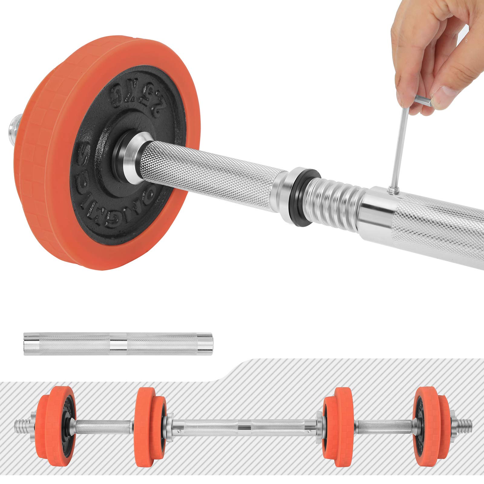 songmics-hantelset-gusseisen-verstellbar-mit-verbindungsrohr-orange image 6