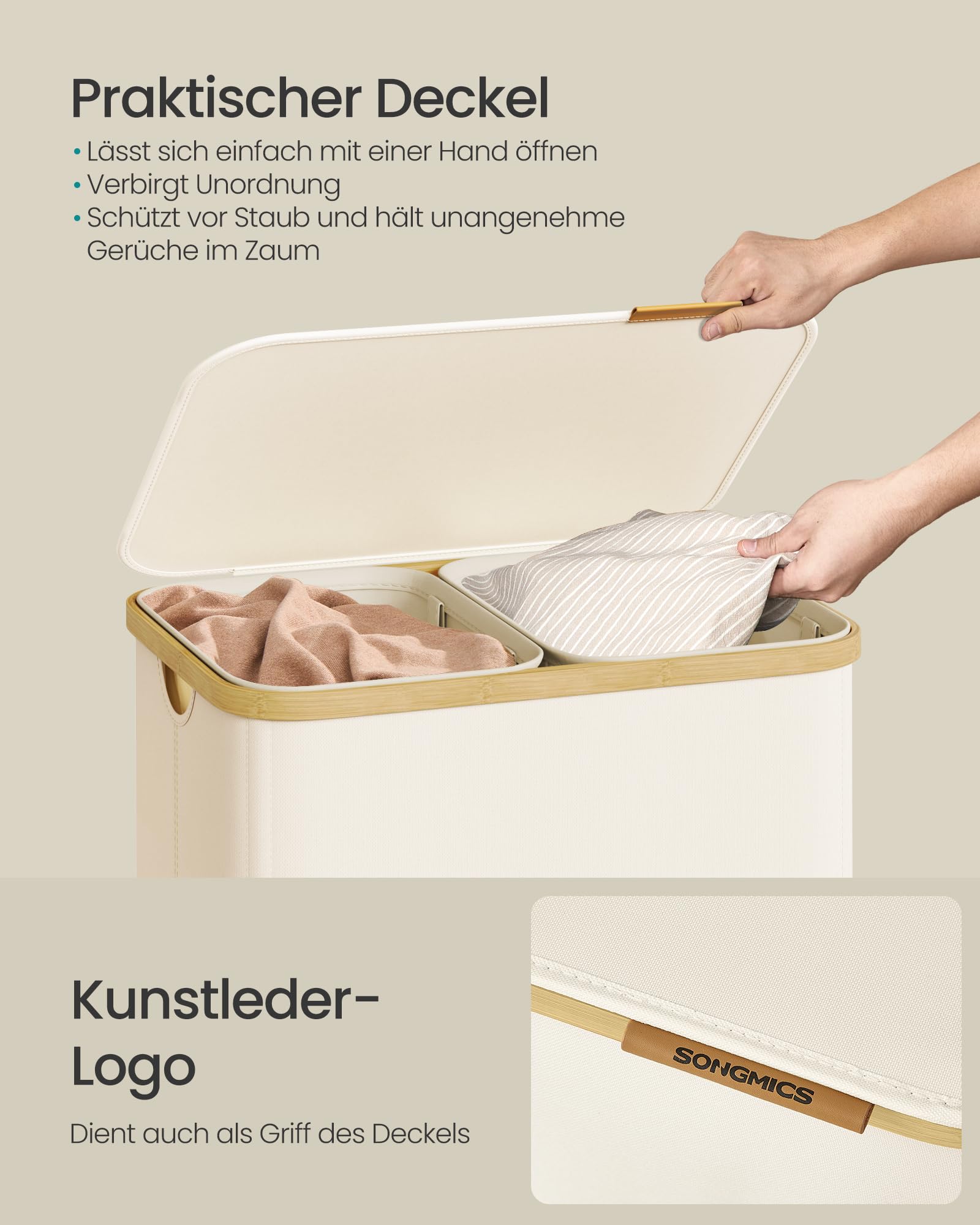 songmics-w-schekorb-mit-deckel-150-liter-2-f-cher-bambusrahmen image 4