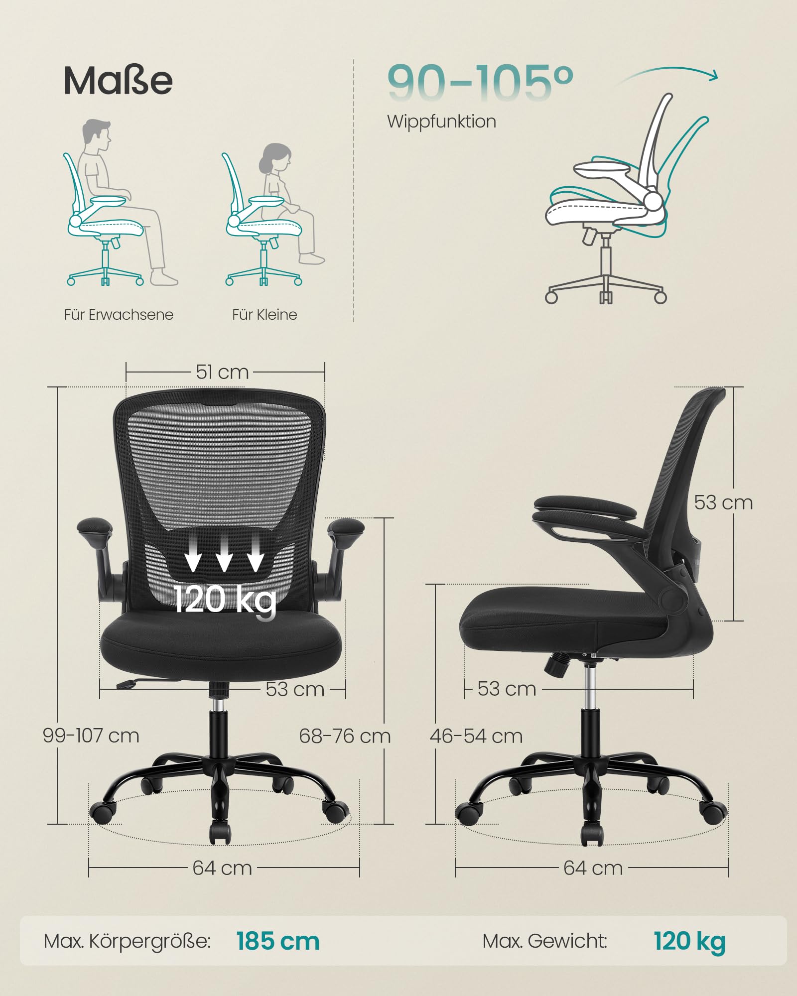 songmics-b-rostuhl-ergonomisch-mesh-mit-lendenst-tze-obn37bk-schwarz image 3