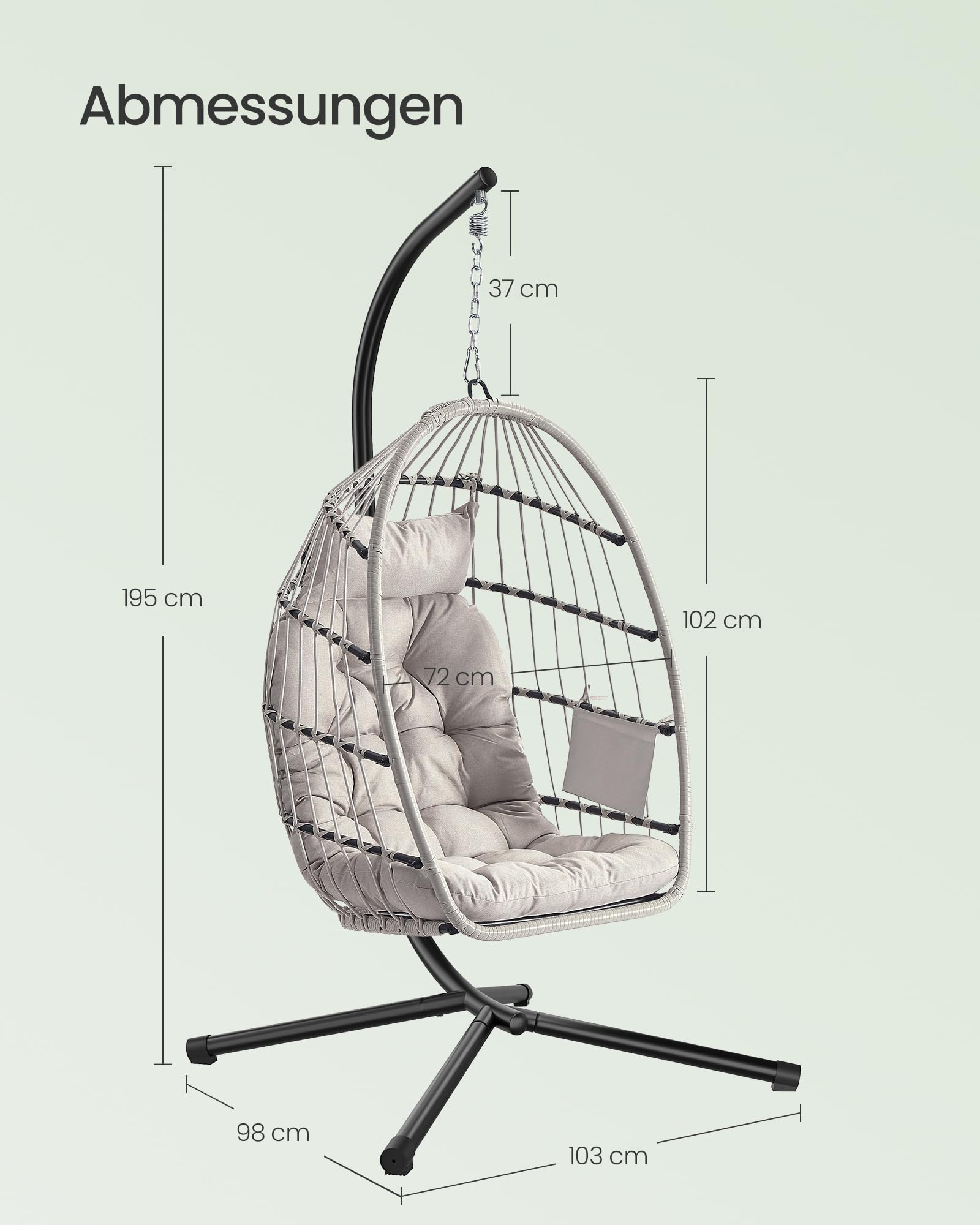 songmics-h-ngesessel-gdc050wz01-mit-gestell-und-kissen-h-henverstellbar-wei image 6