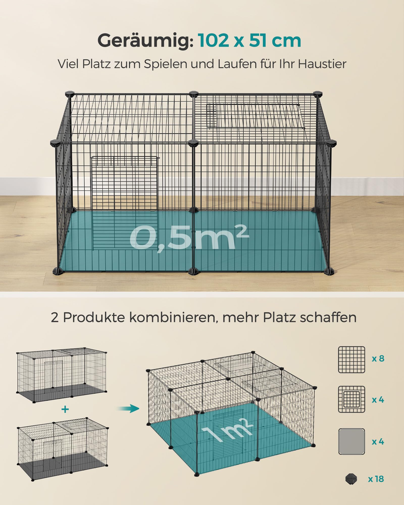 songmics-lpi010b01-kleintierk-fig-xl-laufstall-102-x-51-x-51-cm-schwarz image 3
