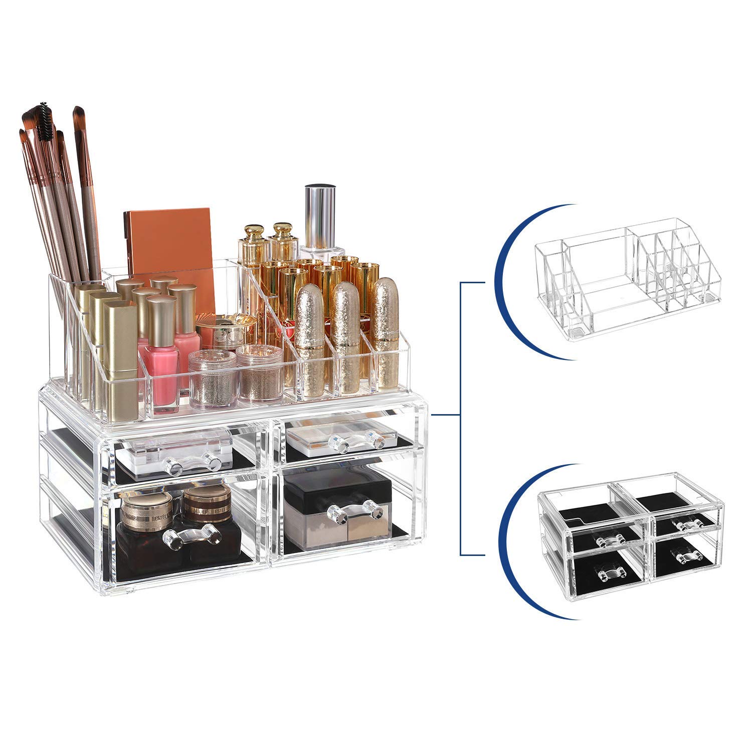 songmics-jka005tp-kosmetik-organizer-acryl-mit-4-schubladen-transparent image 4
