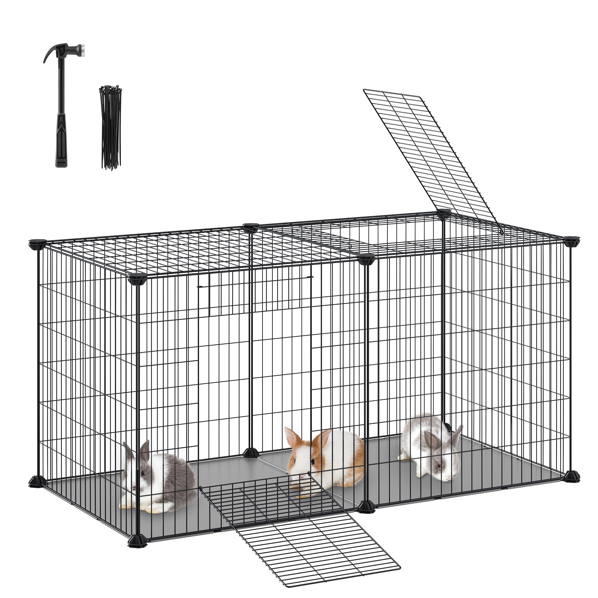 songmics-lpi010b01-kleintierk-fig-xl-laufstall-102-x-51-x-51-cm-schwarz image 1