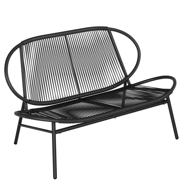 songmics-gartenbank-2-sitzer-ggf0026b01-pe-rattan-tintenschwarz image 1