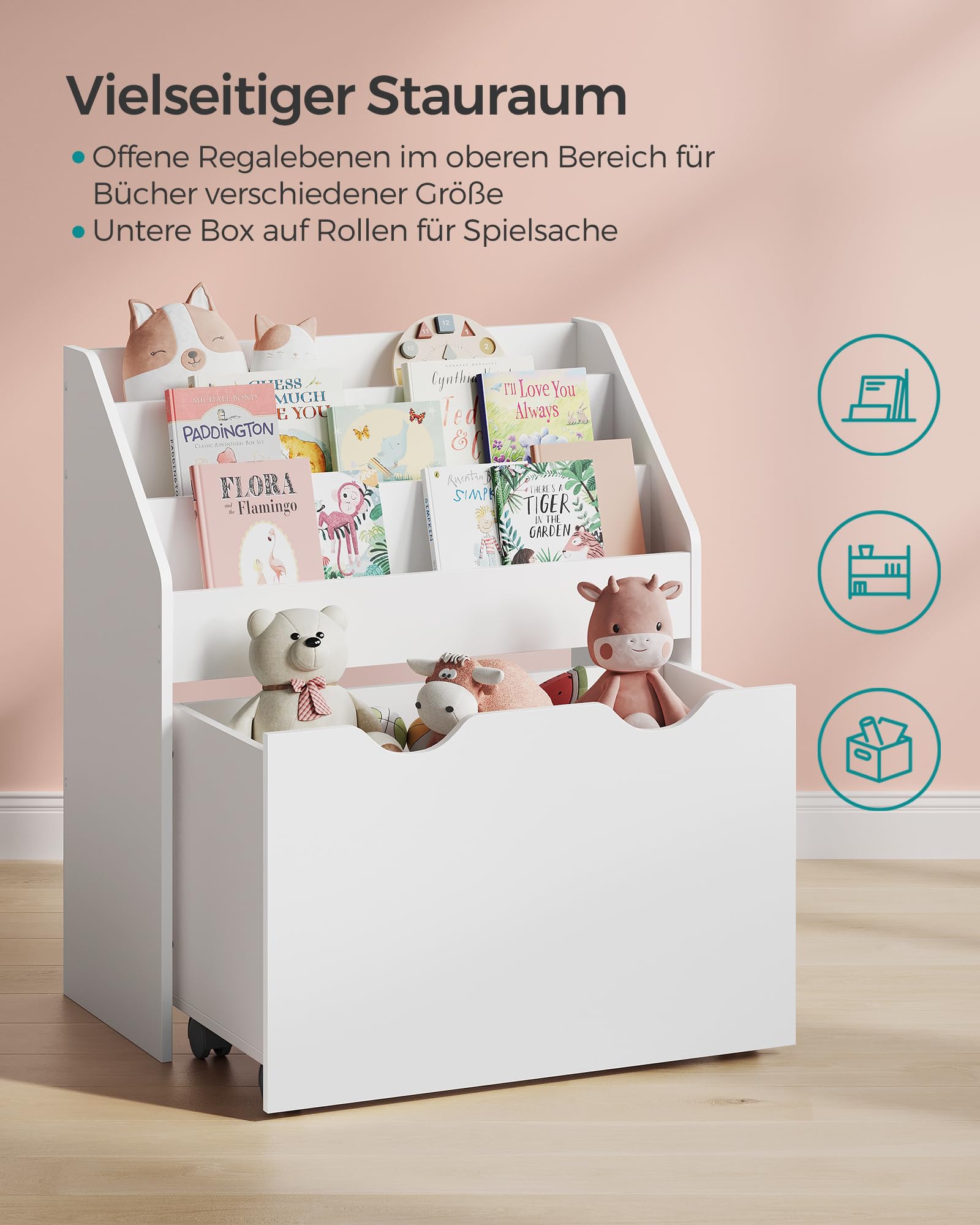 songmics-kinderregal-b-cherregal-mit-3-ebenen-und-rollbox-gkr041w10 image 5