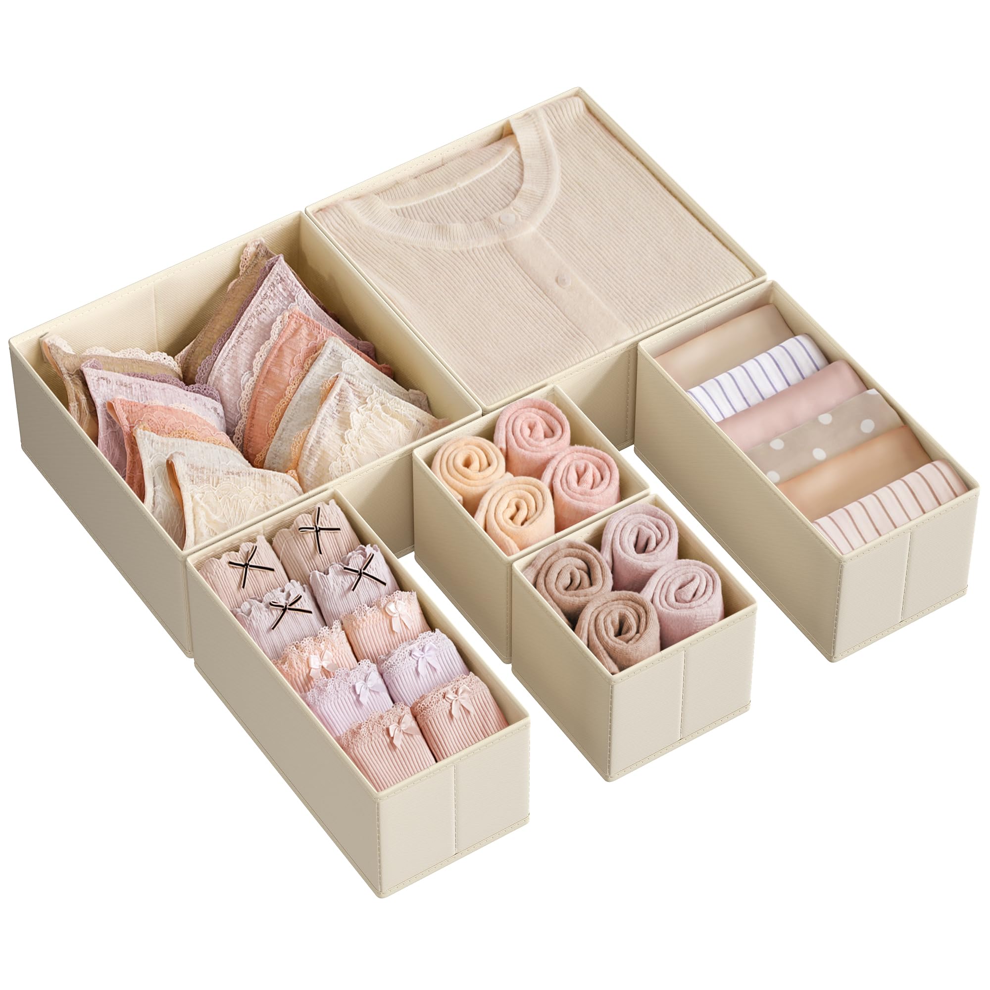 songmics-rdz006y01-schubladen-organizer-6er-set-sandbeige image 1