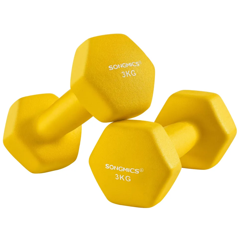 songmics-hanteln-2er-set-2-x-3-kg-neopren-gelb-syl066yl-kurzhanteln-rutschfest image 1