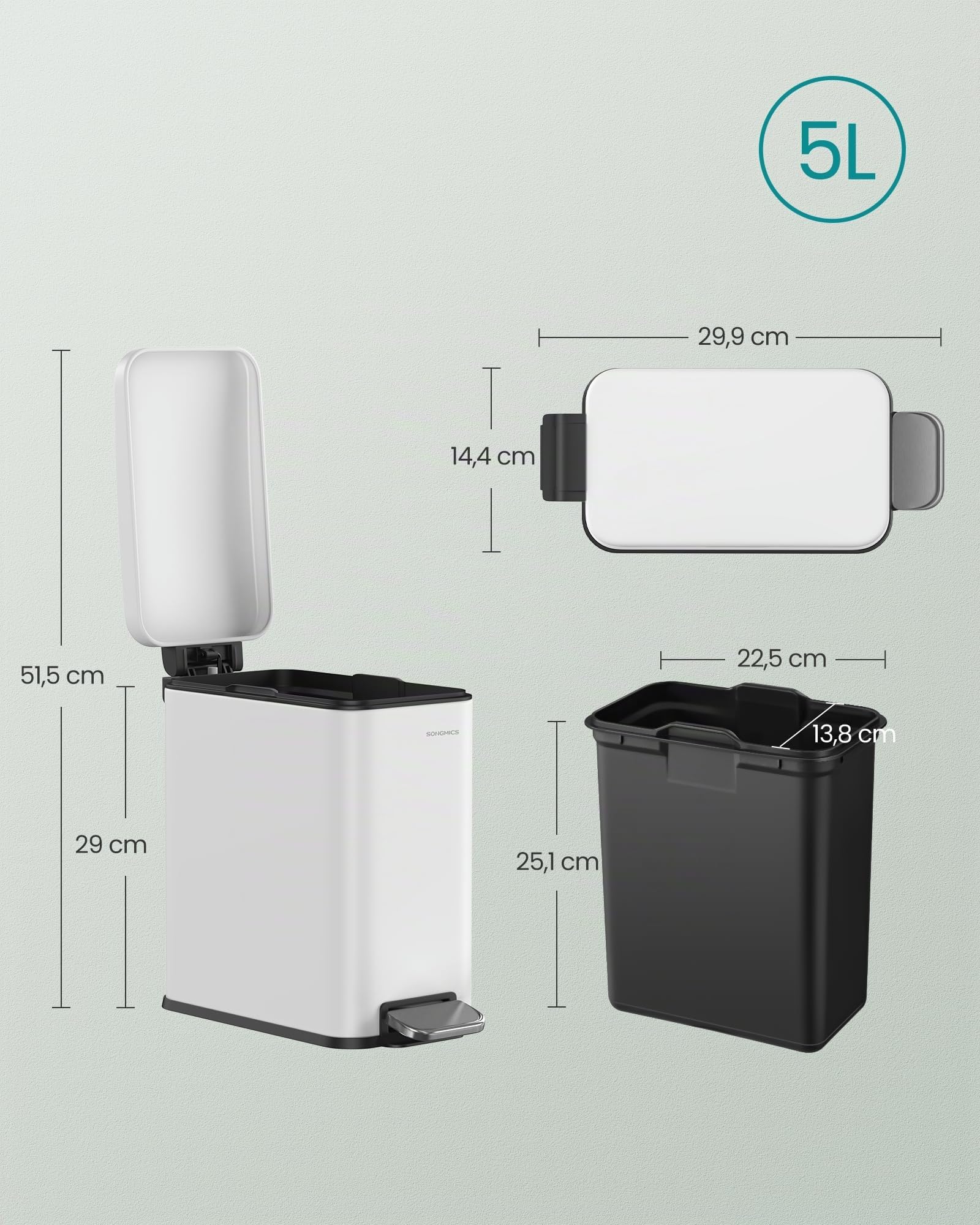 songmics-kosmetikeimer-5-liter-mit-deckel-edelstahl-tretm-lleimer image 7