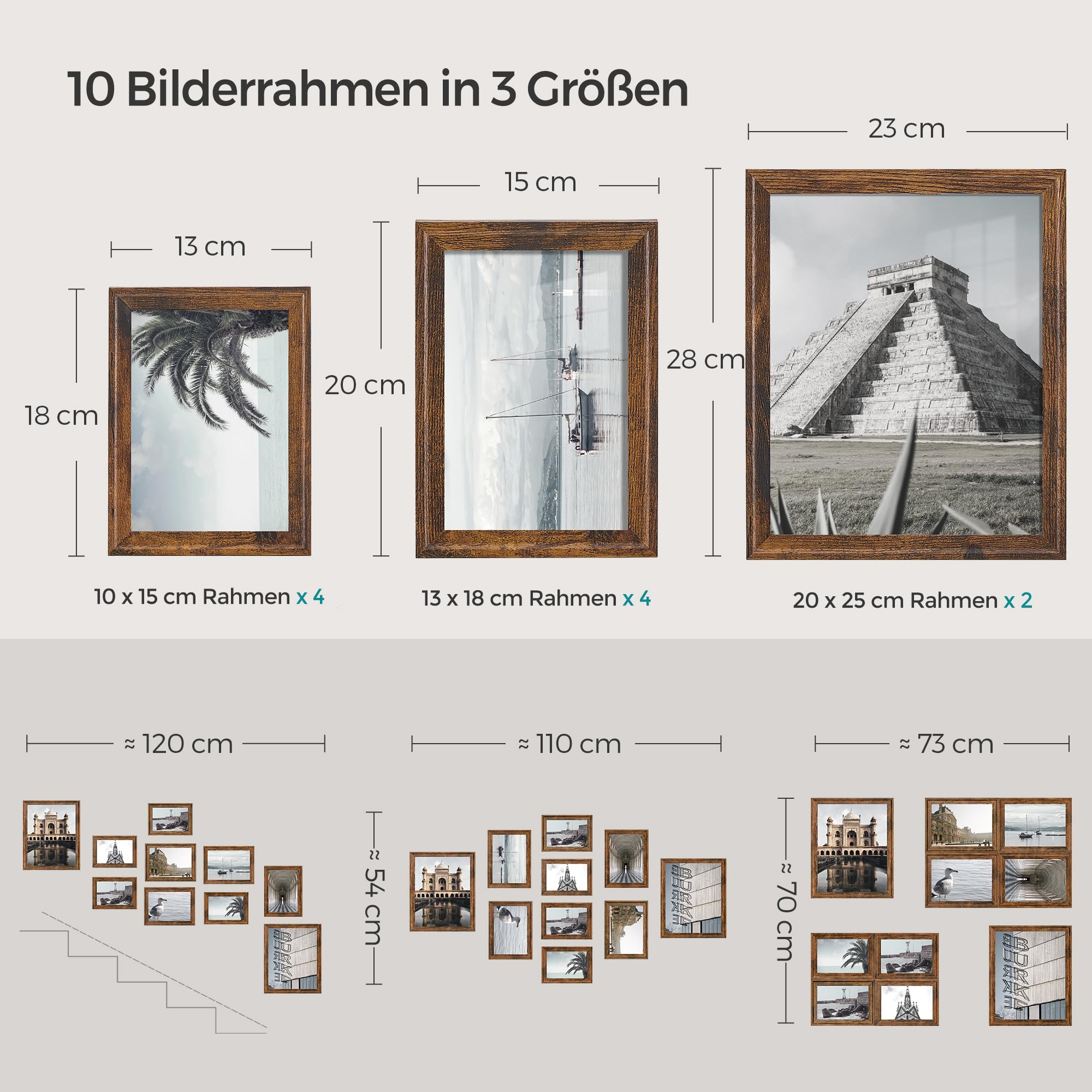 songmics-rpf049x01-bilderrahmen-10er-set-20x25-13x18-10x15-cm-braun image 6