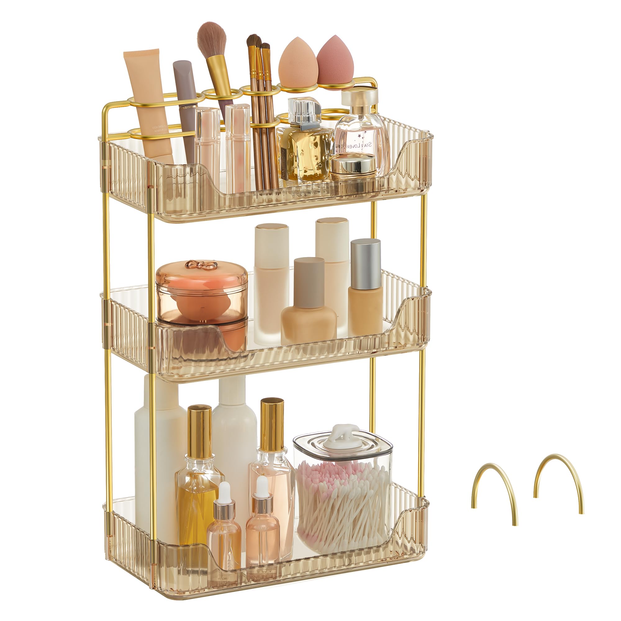 songmics-make-up-organizer-3-ebenen-champagnergold image 1
