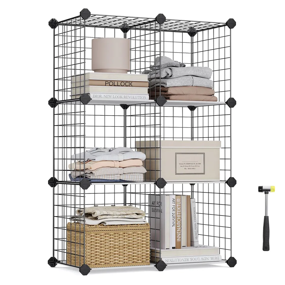 songmics-netzregal-lpi111h-mit-6-w-rfeln-aufbewahrungsschrank-schwarz image 1