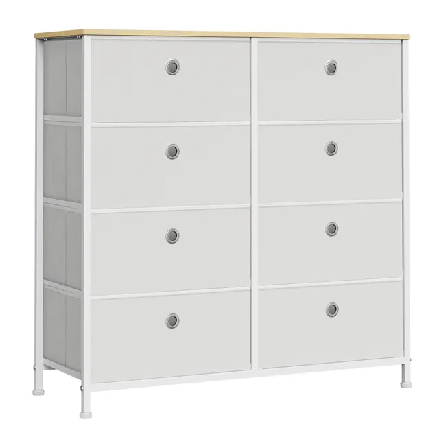 songmics-kommode-lts024w57-mit-8-stoffschubladen-cremewei-eiche image 1