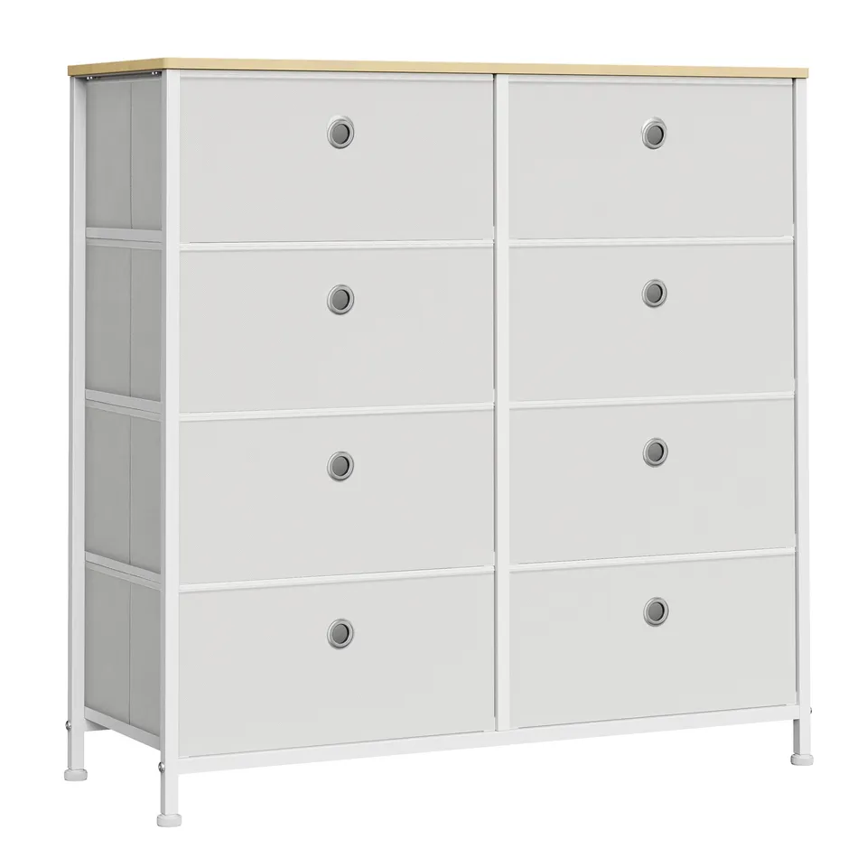 songmics-kommode-lts024w57-mit-8-stoffschubladen-cremewei-eiche image 1