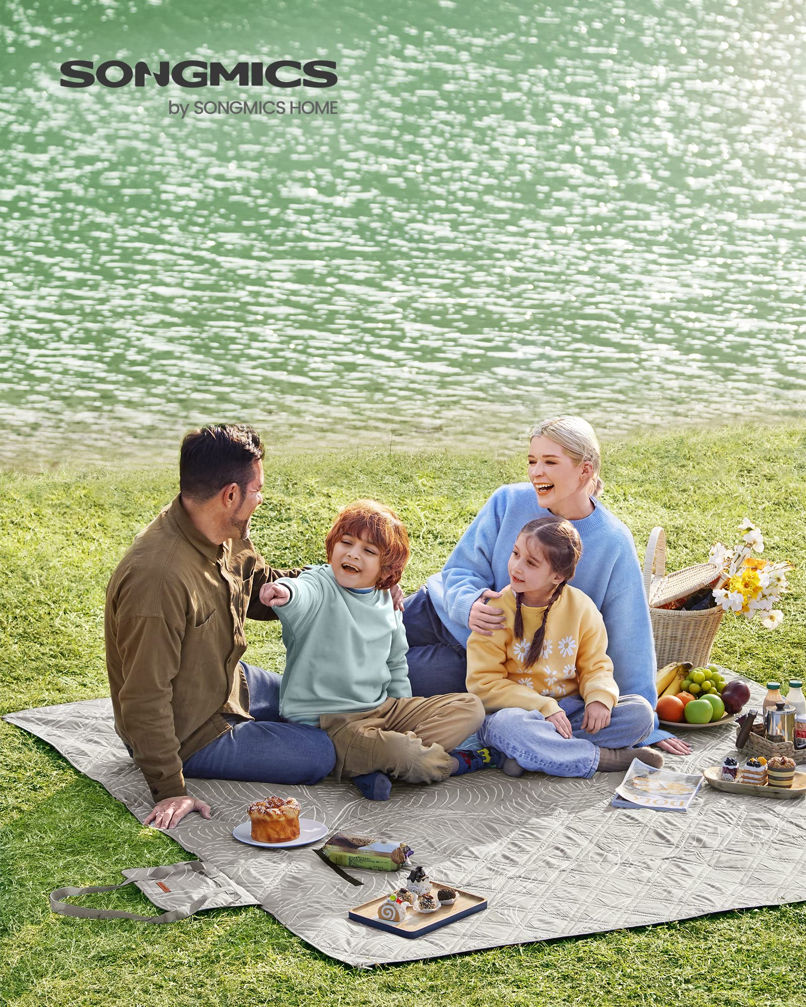 songmics-gcm010b02-picknickdecke-200-x-200-cm-wasserdicht-khaki-farn image 2