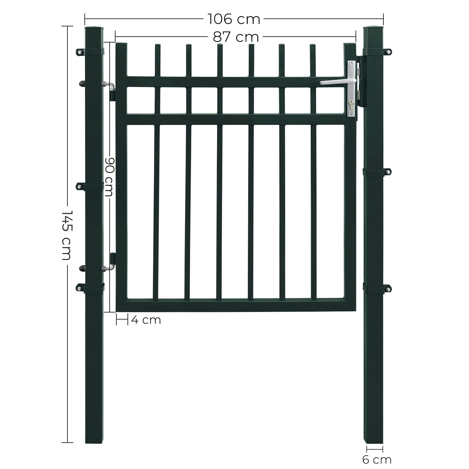 songmics-gartentor-ggd350g-aus-verzinktem-stahl-106-x-90-cm-grau-mit-schloss image 3