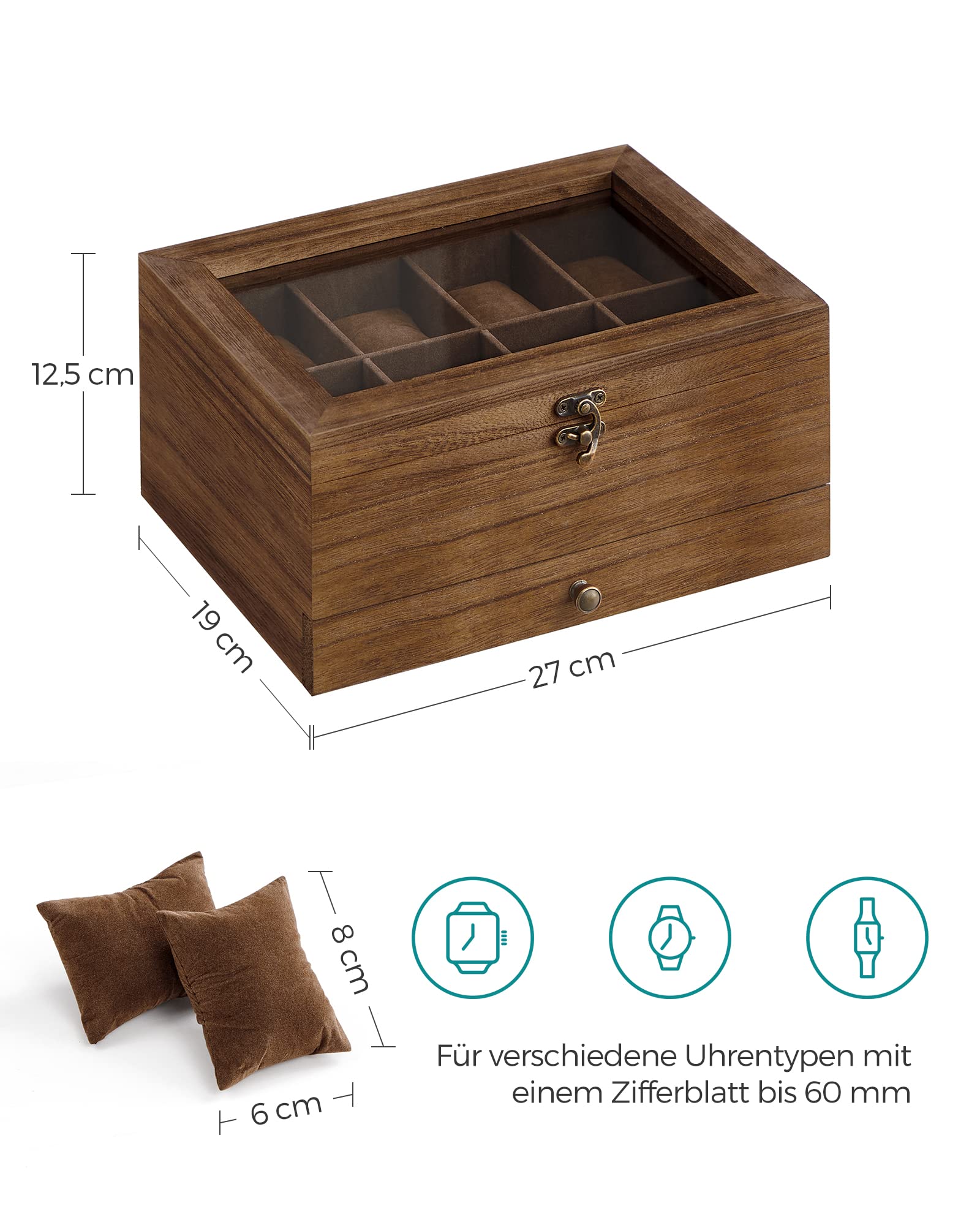 songmics-uhrenbox-gisella-jow008k01-walnussfarben-8-f-cher-mit-glasdeckel image 6