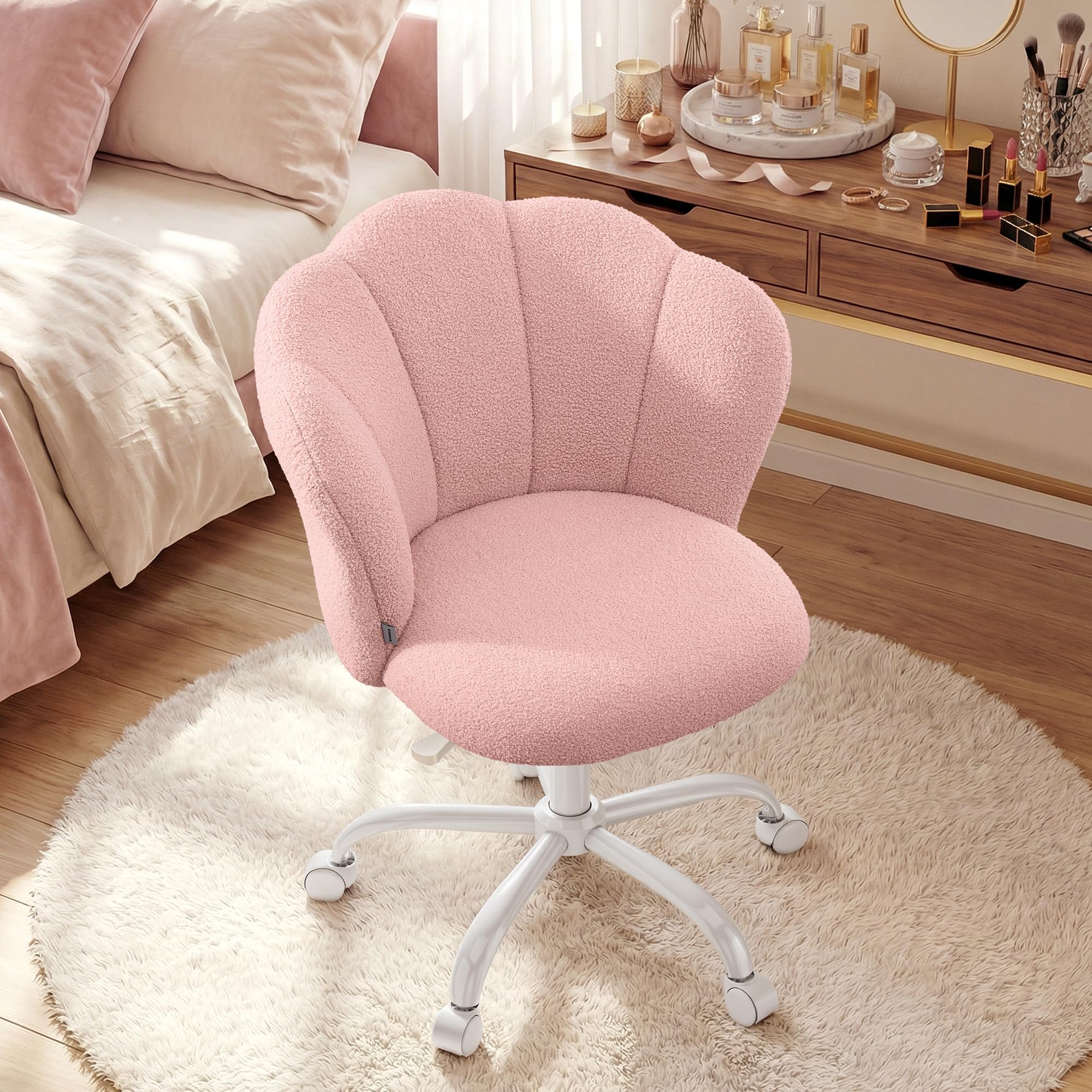songmics-b-rostuhl-schminktischstuhl-fleece-pastellrosa-bis-110-kg-obg030sa01 image 1