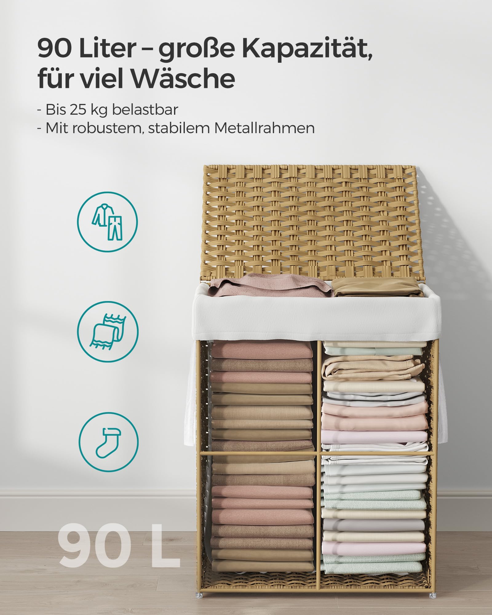songmics-w-schekorb-schmal-90-l-faltbar-pp-rattan-mit-deckel-und-innensack image 6