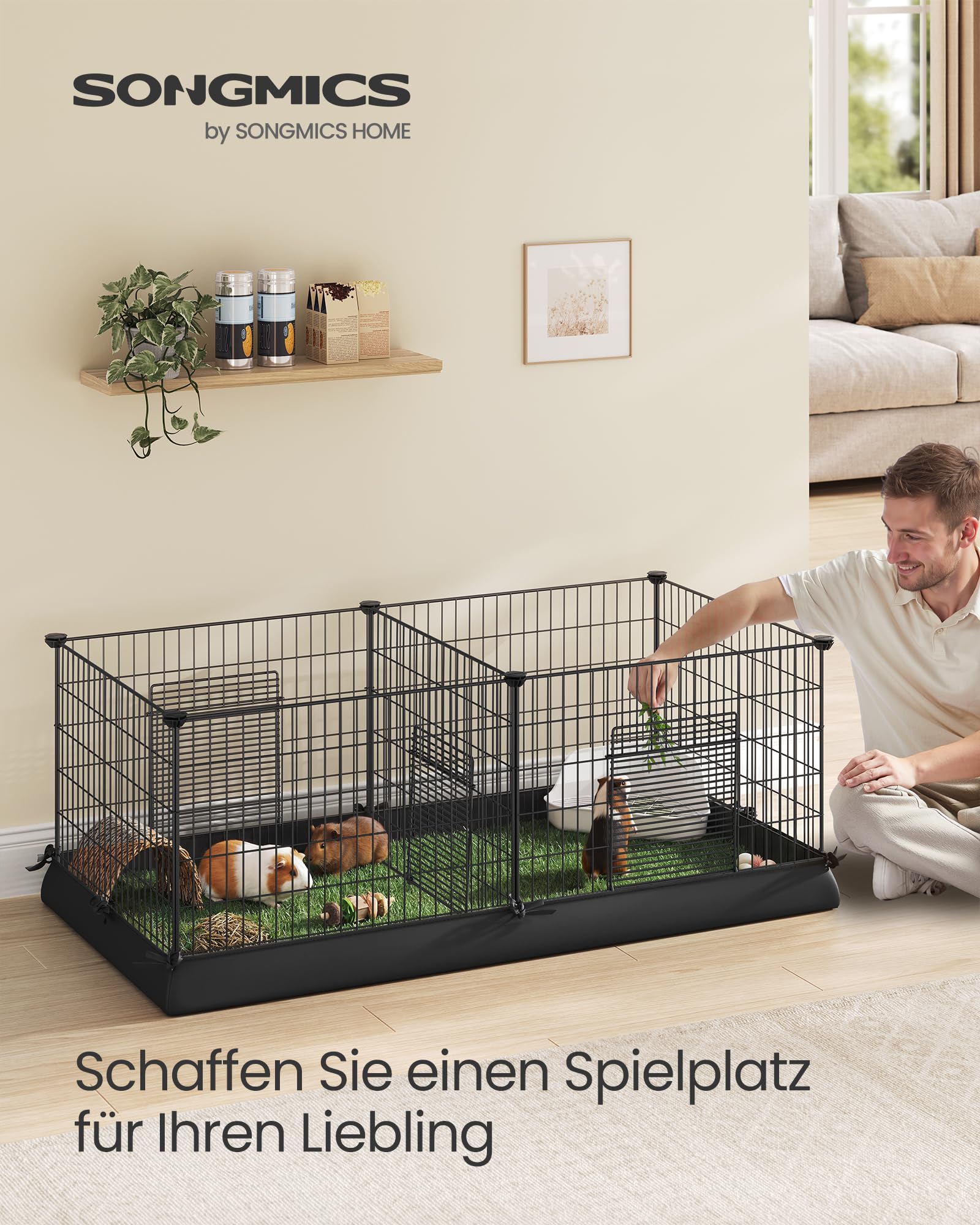 songmics-kleintiergehege-lpi07h-freilaufgehege-f-r-meerschweinchen-123-x-63-x-46 image 2