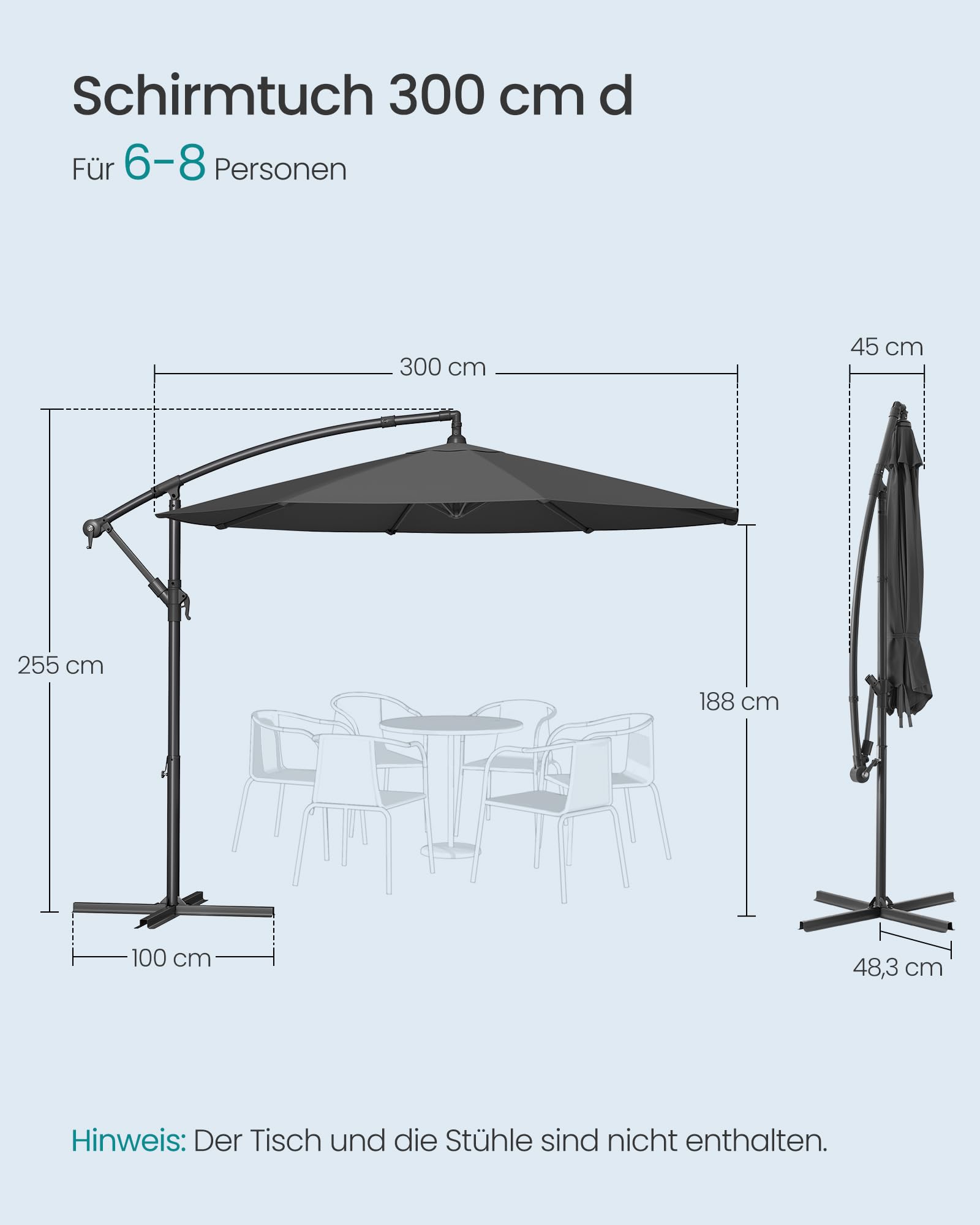 songmics-ampelschirm-300-cm-mit-st-nder-upf-50-grau-gpu116g01v1 image 5