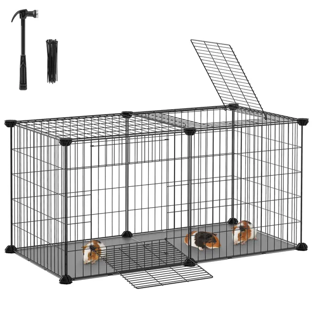 songmics-lpi009b01-kleintierk-fig-laufstall-l-82x41x41-cm-schwarz image 1