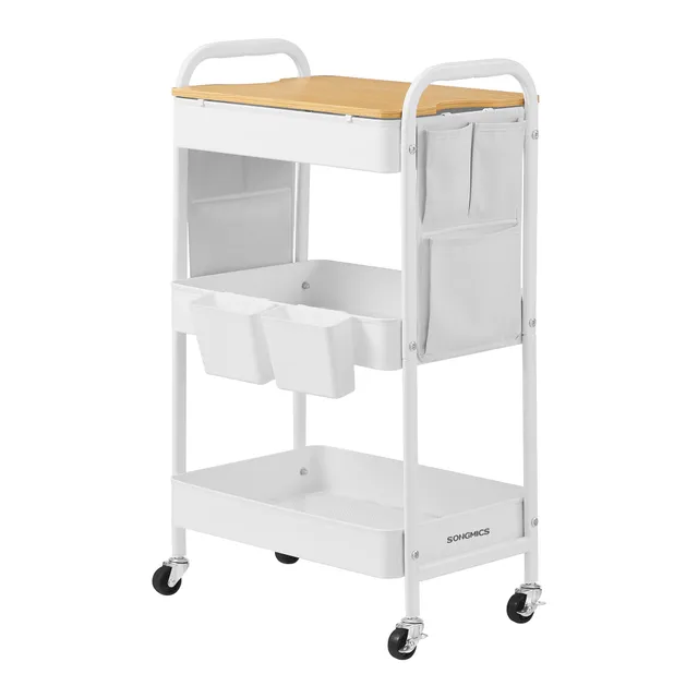 songmics-rollwagen-lrc036w01-k-chenwagen-mit-3-ablagen-wolkenwei image 1