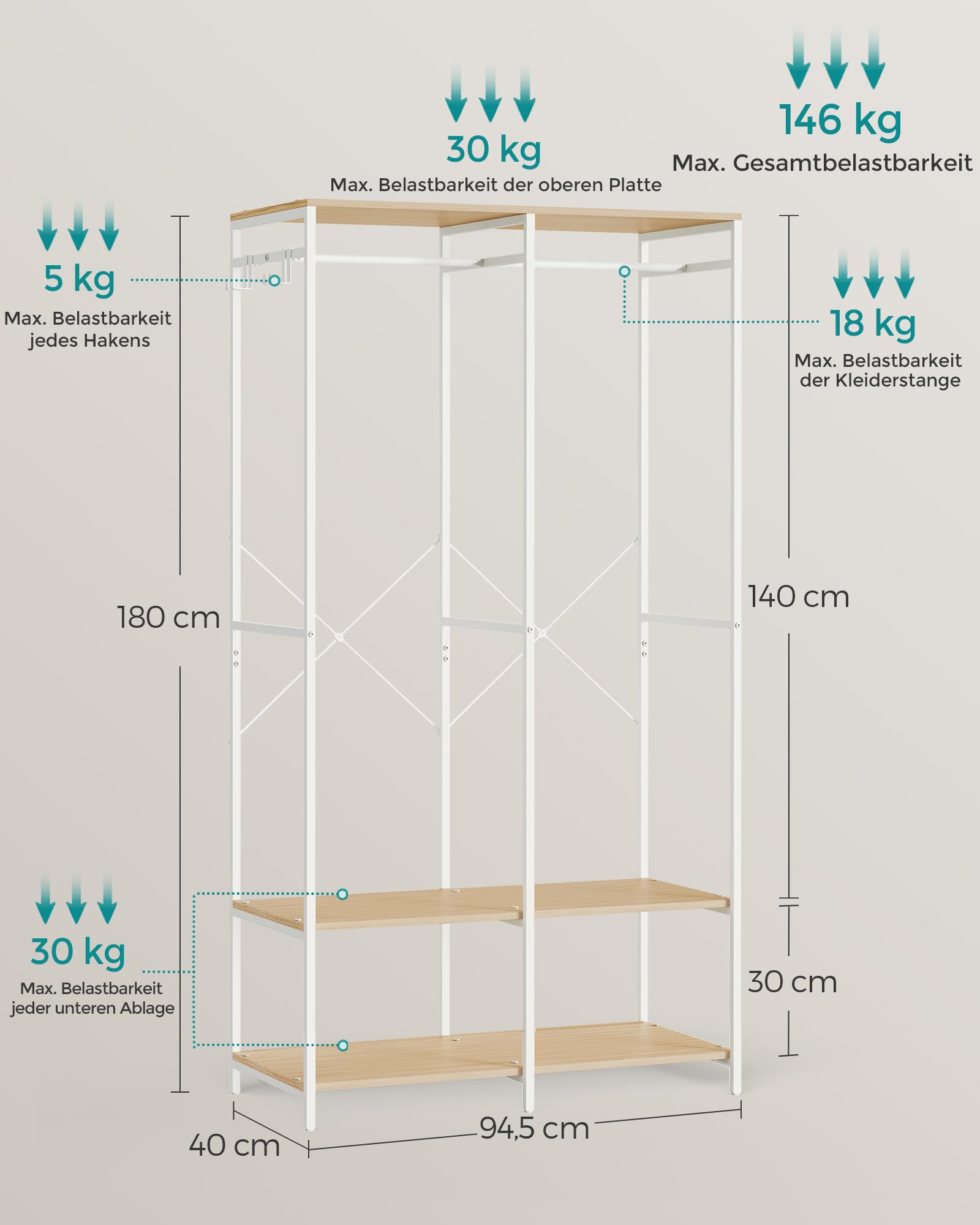songmics-kleiderschrank-offen-94-5-x-40-x-180-cm-garderobe-mit-stange image 6