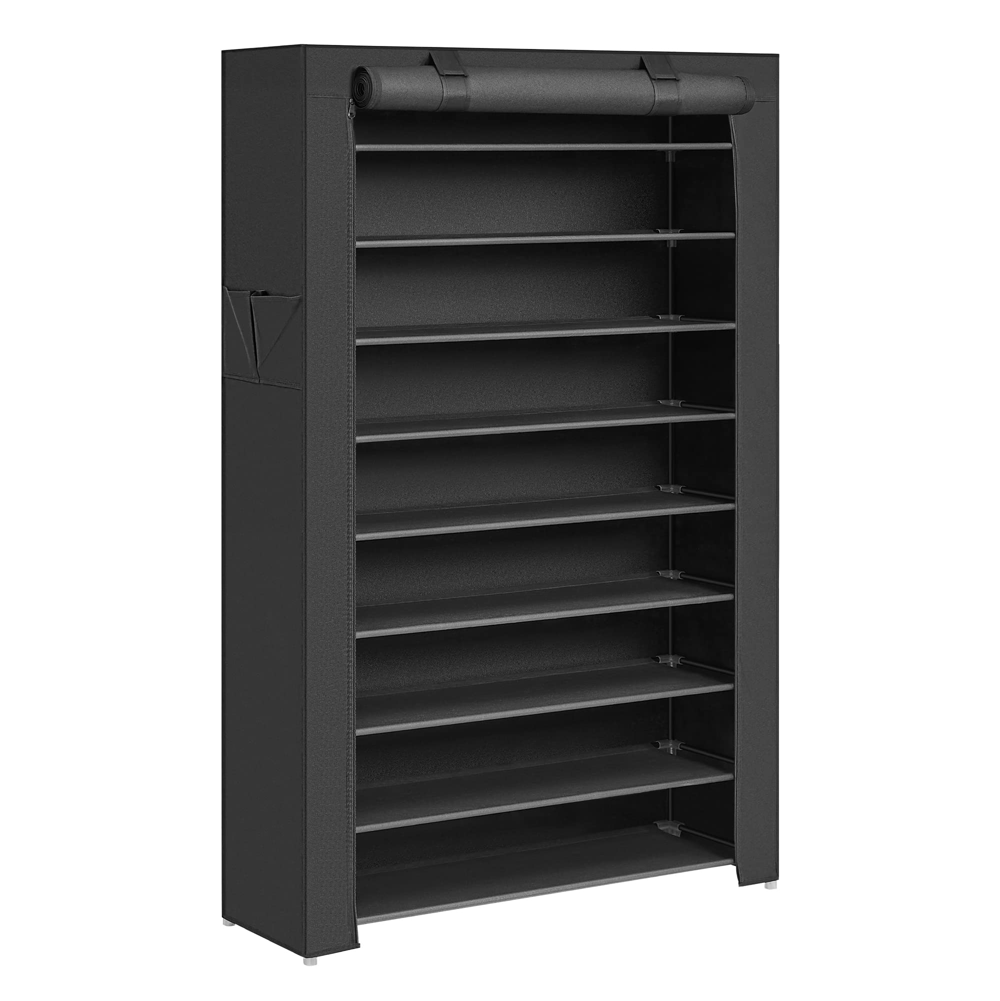 songmics-schuhregal-10-ebenen-28x88x160-cm-schwarz-rxj36hv1-schuhschrank-staubdi image 1