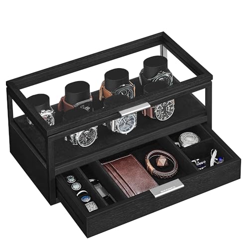 songmics-uhrenbox-jow007b01-2-ebenen-f-r-7-uhren-mit-acryl-deckel-und-schublade- image 8